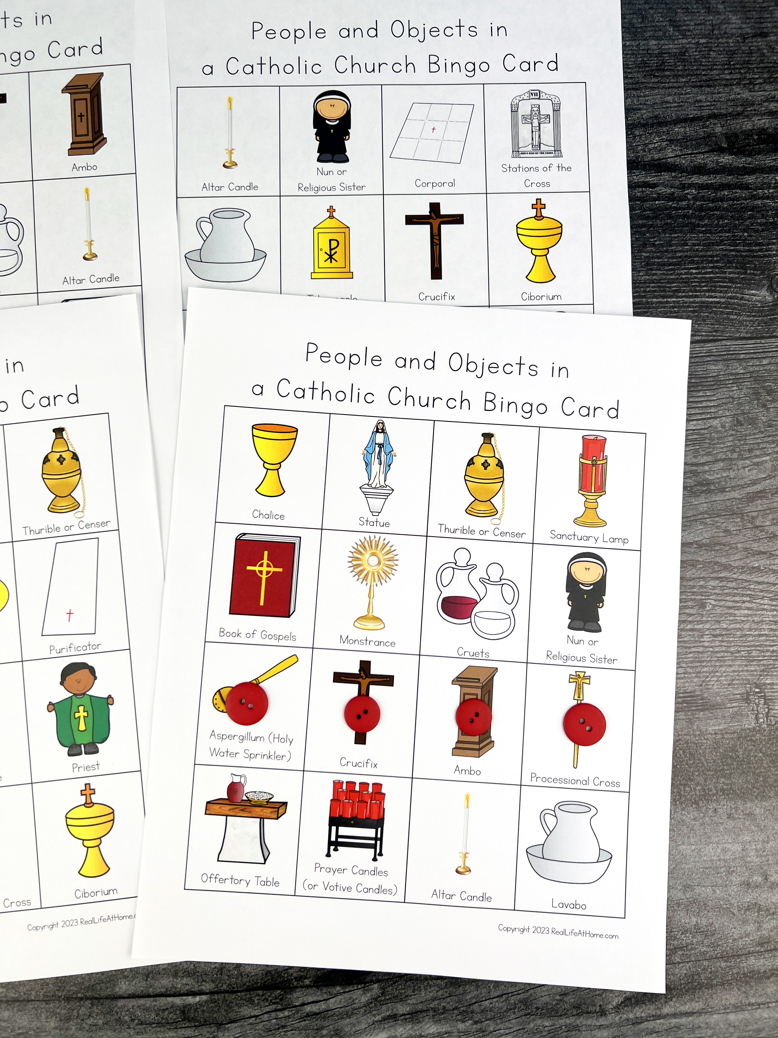 People and Objects in a Catholic Church Bingo Cards