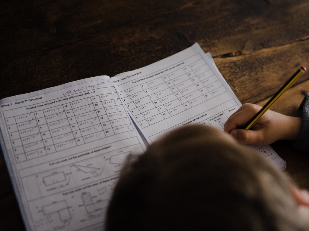 A student doing math