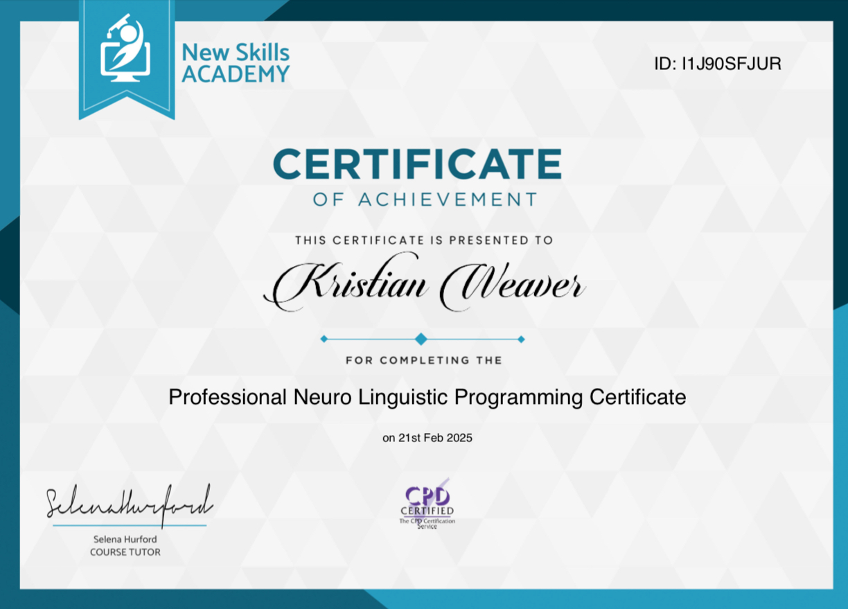 Certificate in Professional Neuro Linguistics Programming