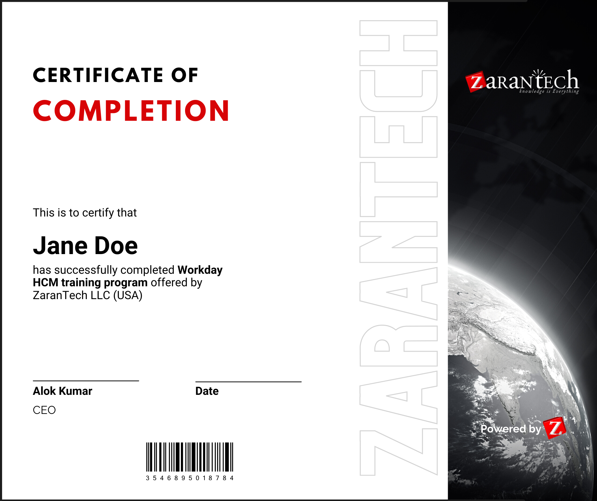 Workday HCM - Certificate of Completion