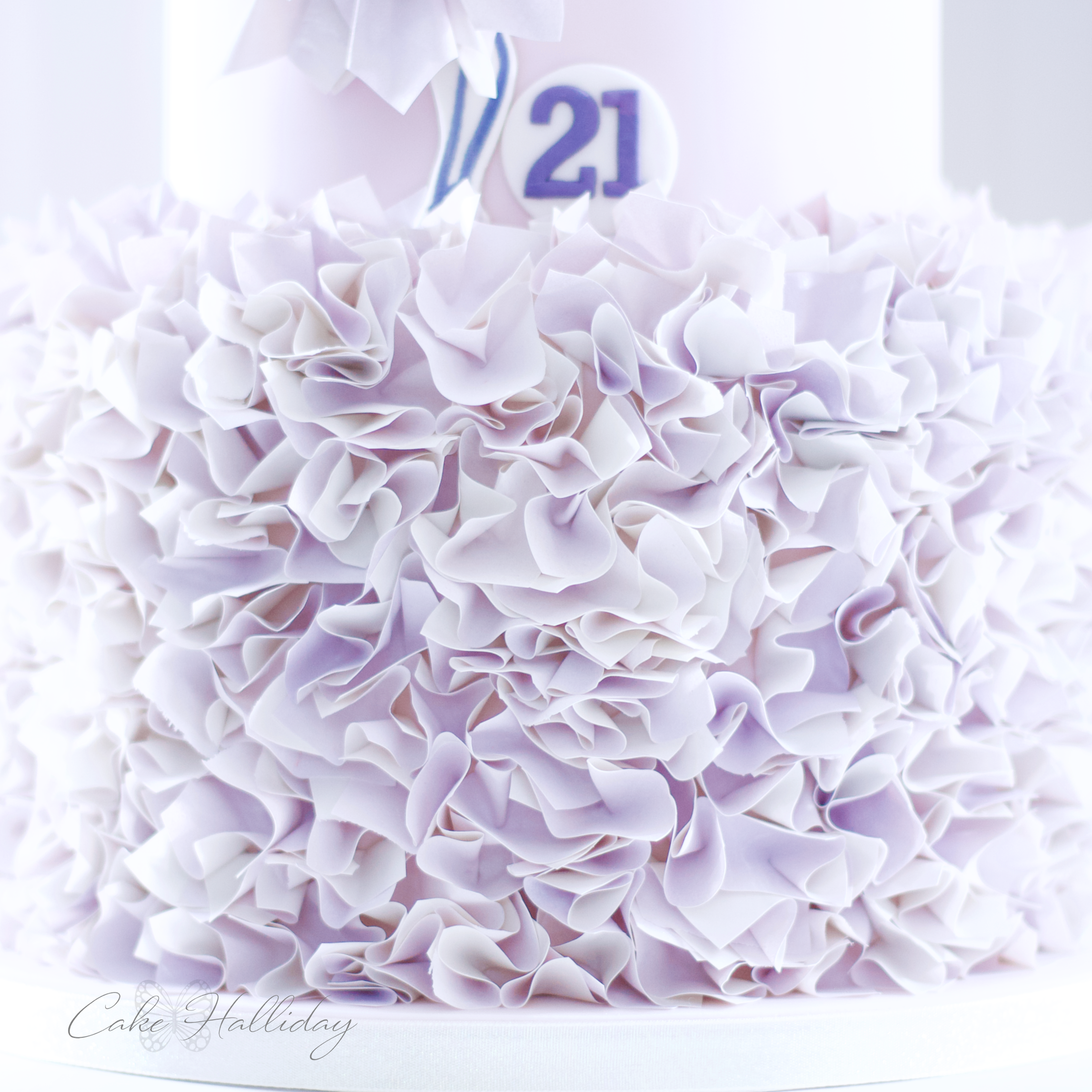 Edible fabric ruffle cake