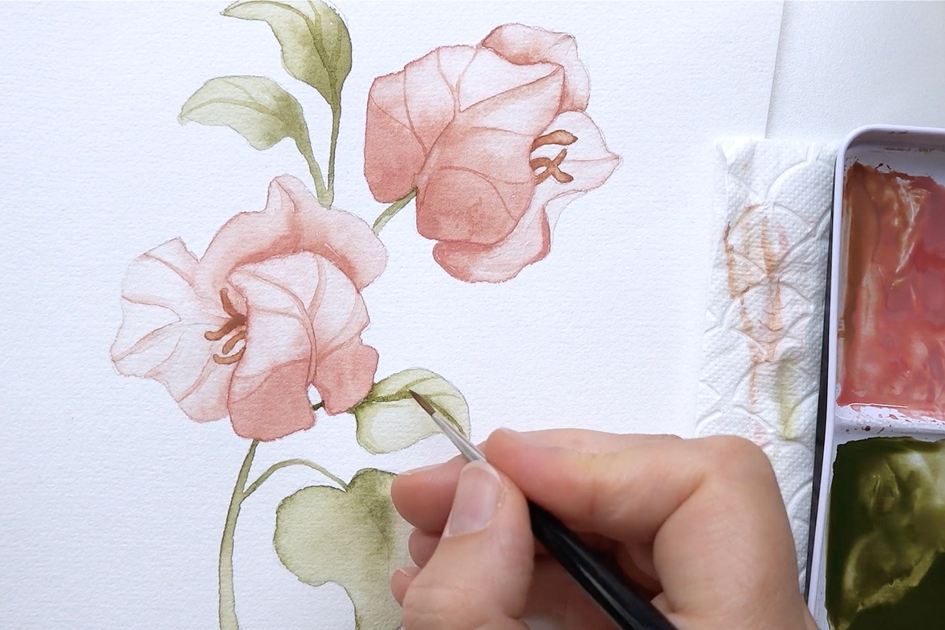 paint watercolor eucalyptus - Bloom Creatives art classes 