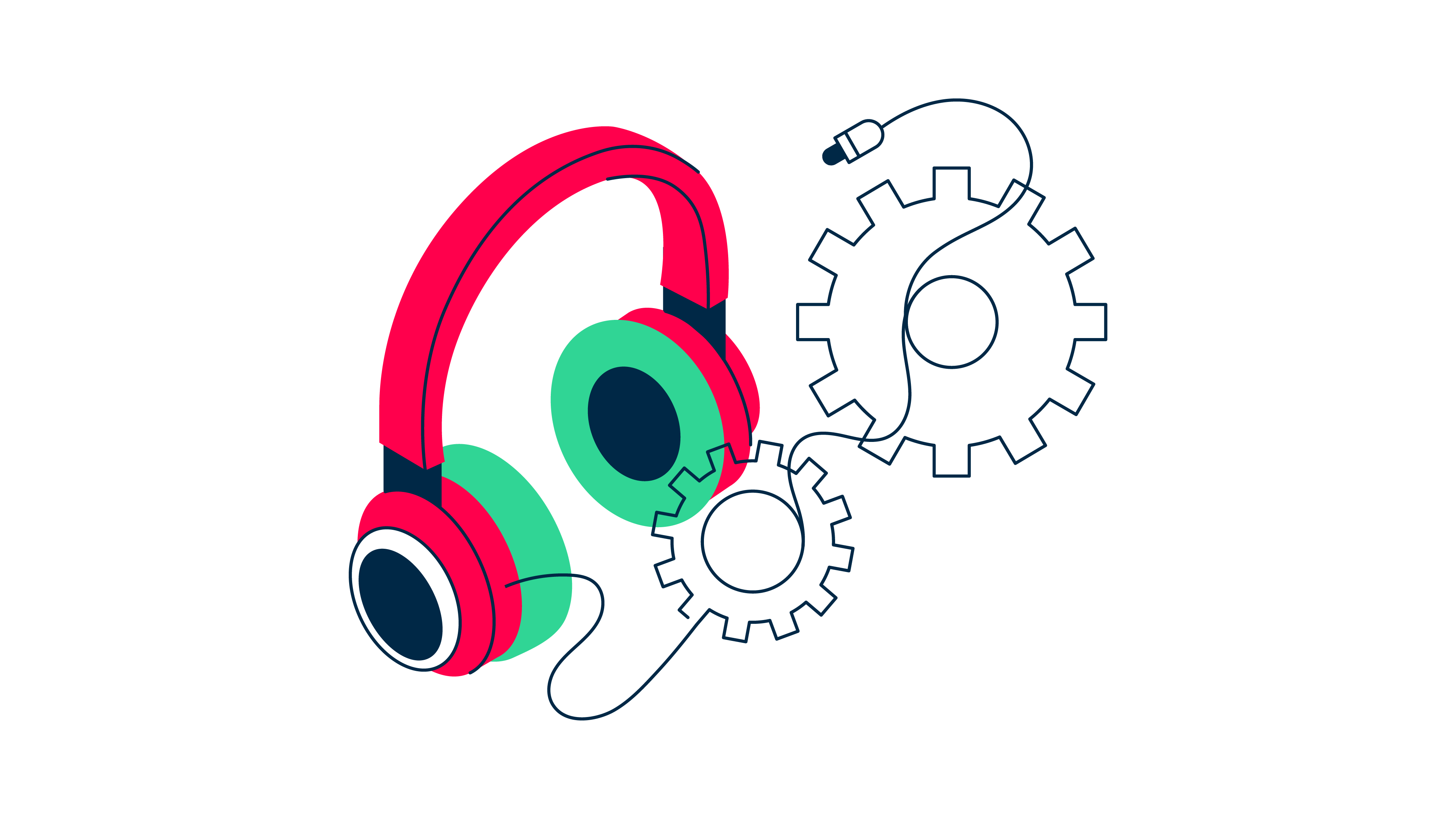 Illustration of over the ear headphones and gears