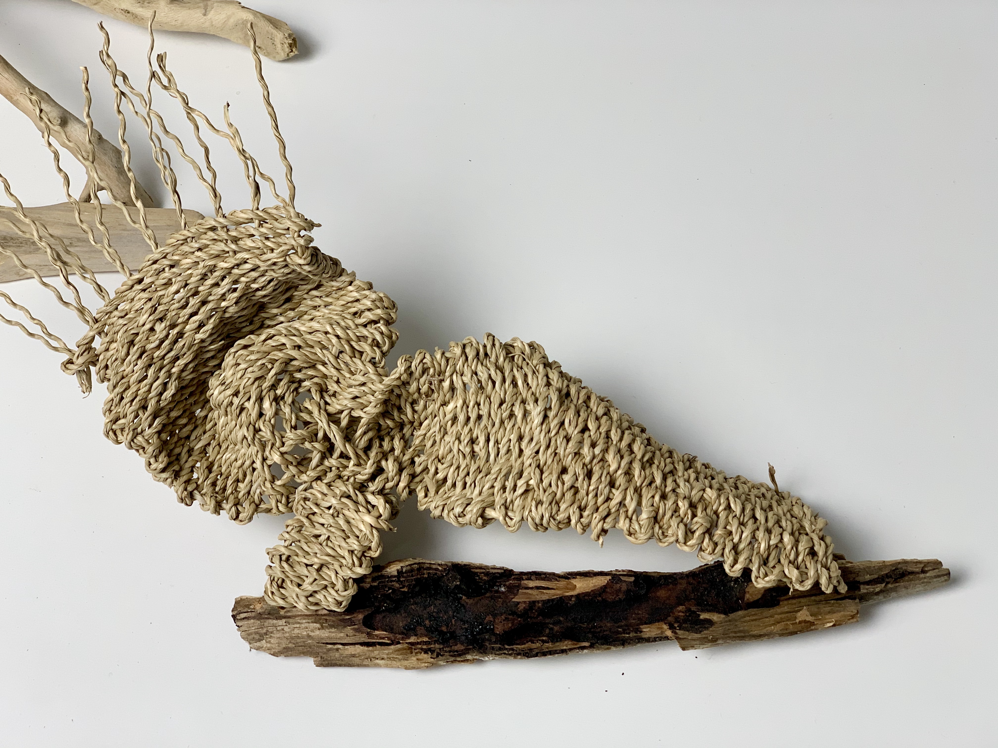 Basketry Sculpture with Found Wood