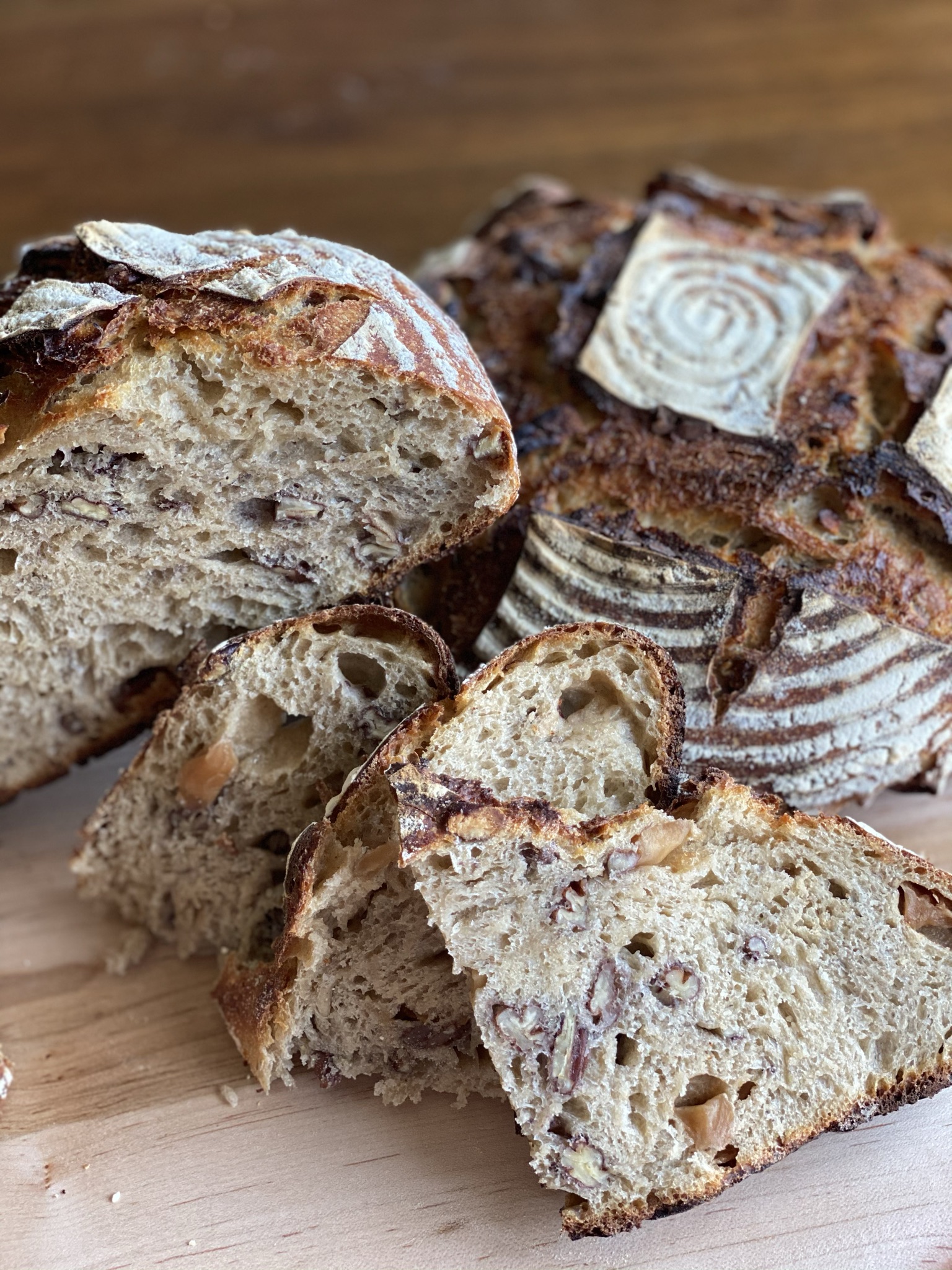 nutty sourdough loaf and slices