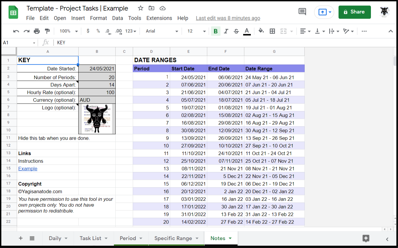 Google Sheets Project Tasks Manager Yagisanatode