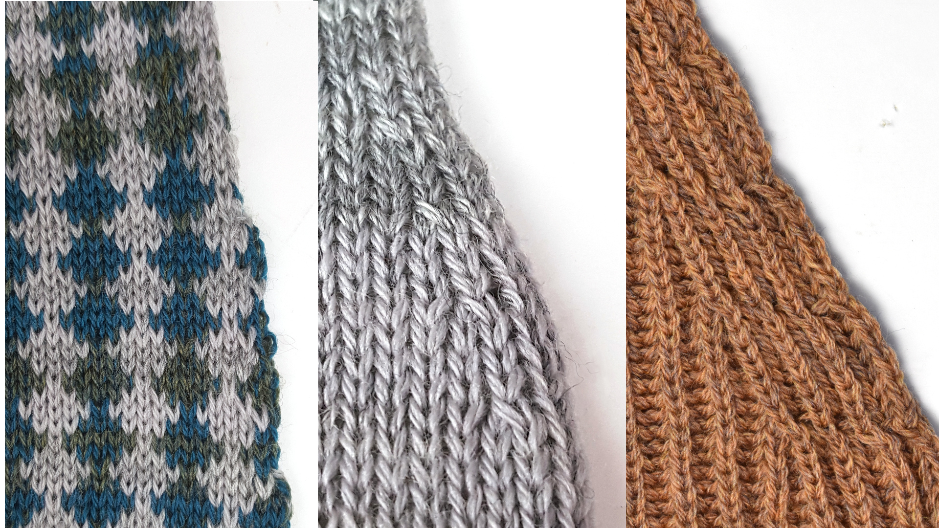 3 knitted decrease samples