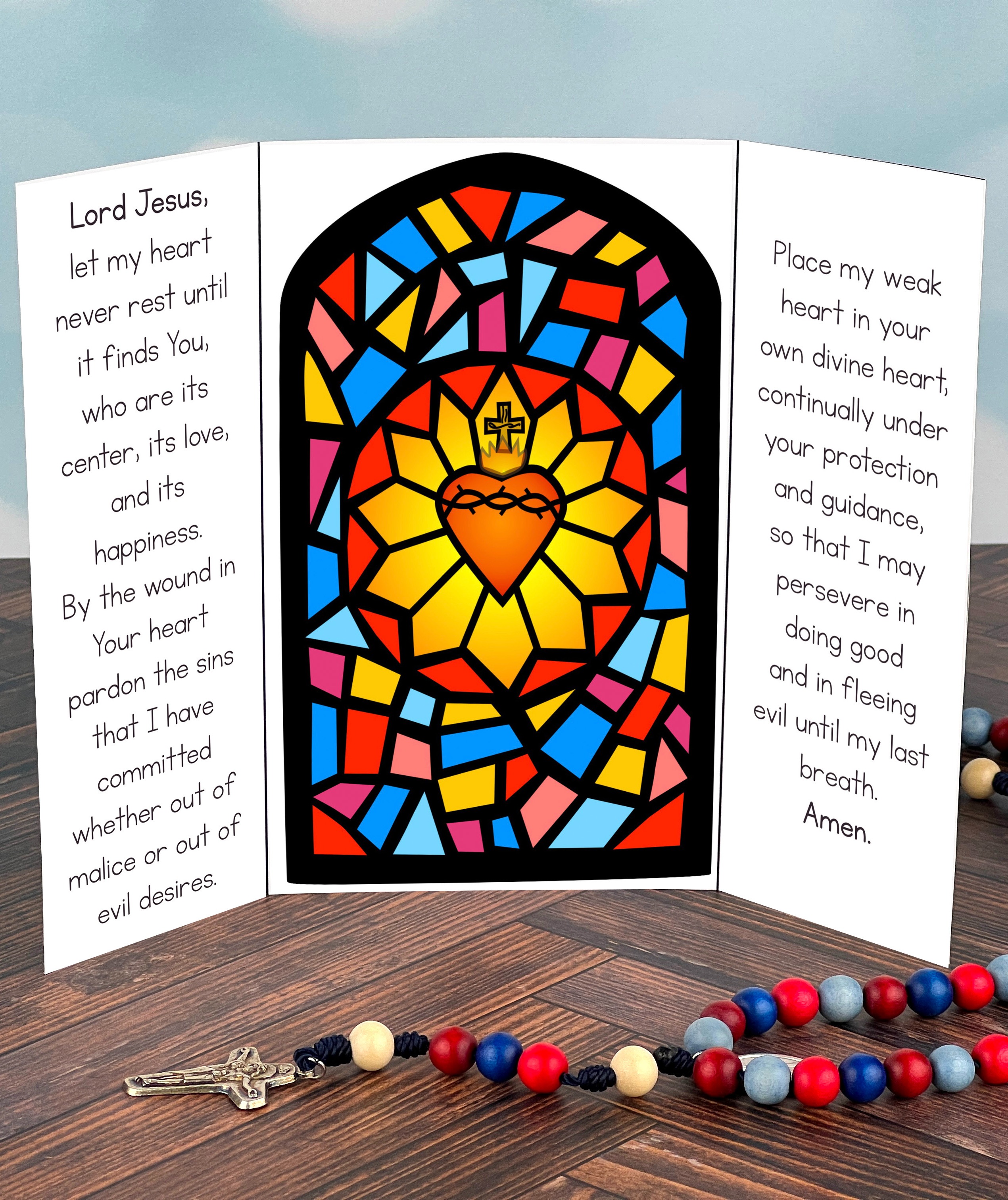 Prayer to the Sacred Heart of Jesus Triptych Activity for Kids