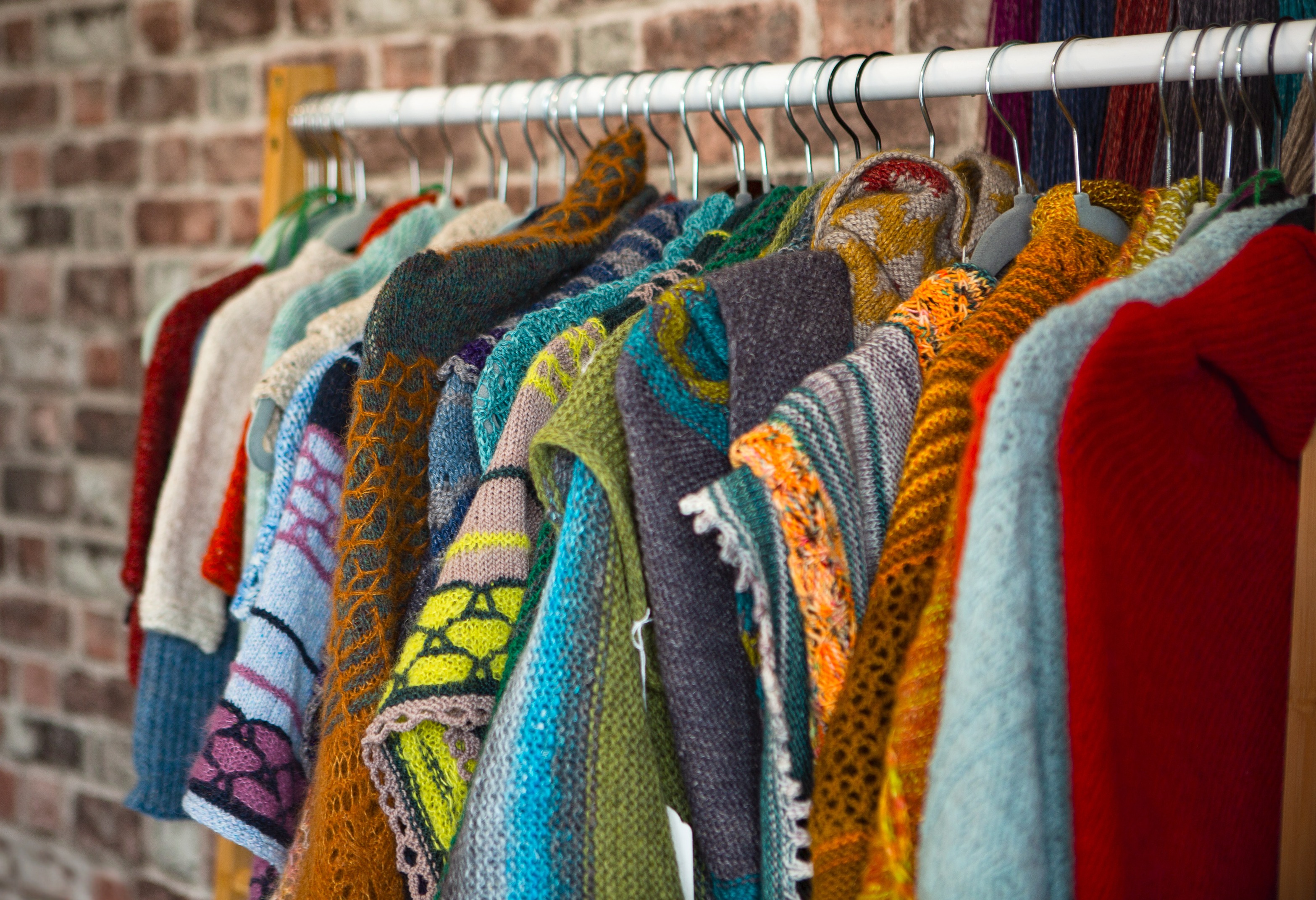 Colourful knitted garments 