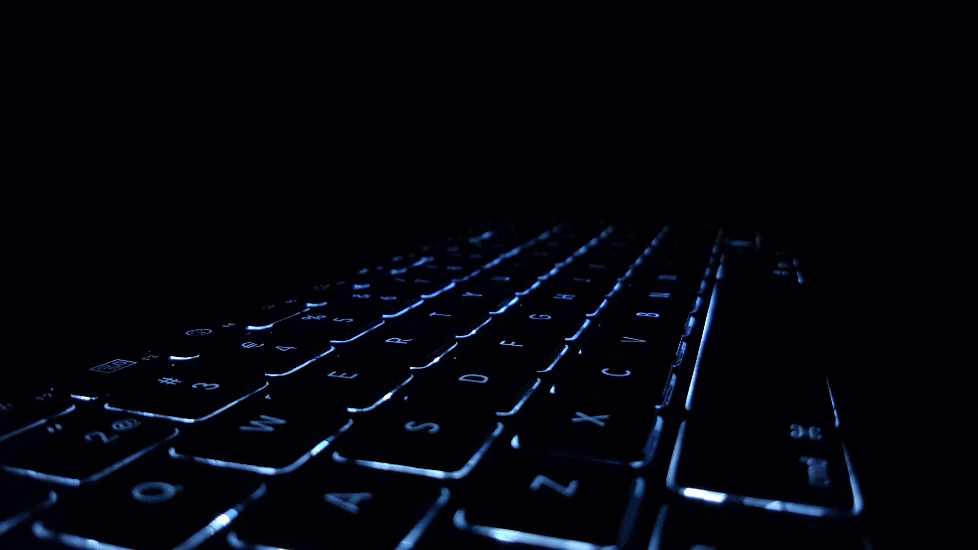 Backlit keyboard in darkness