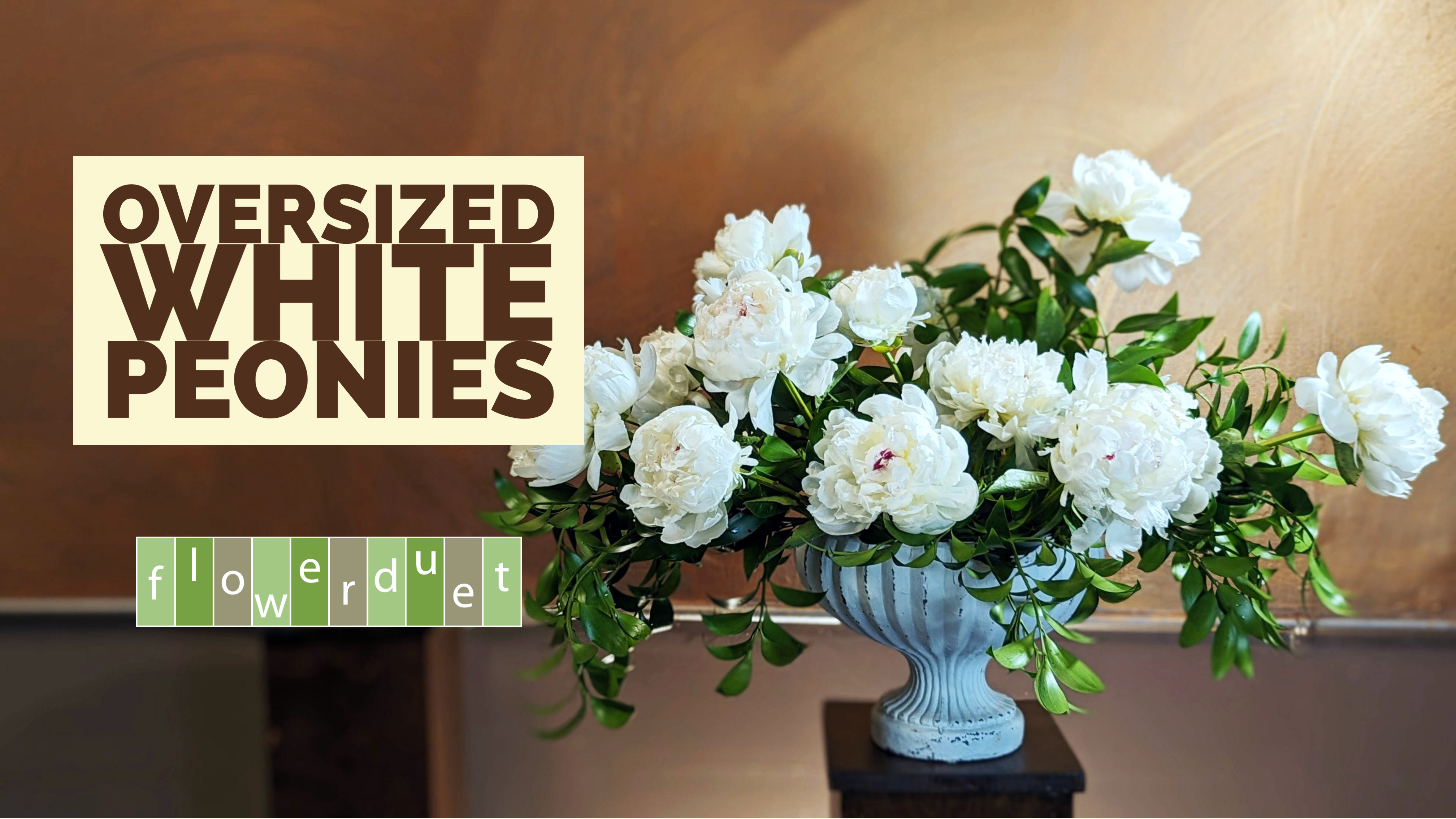 White Peonies in a large footed vase
