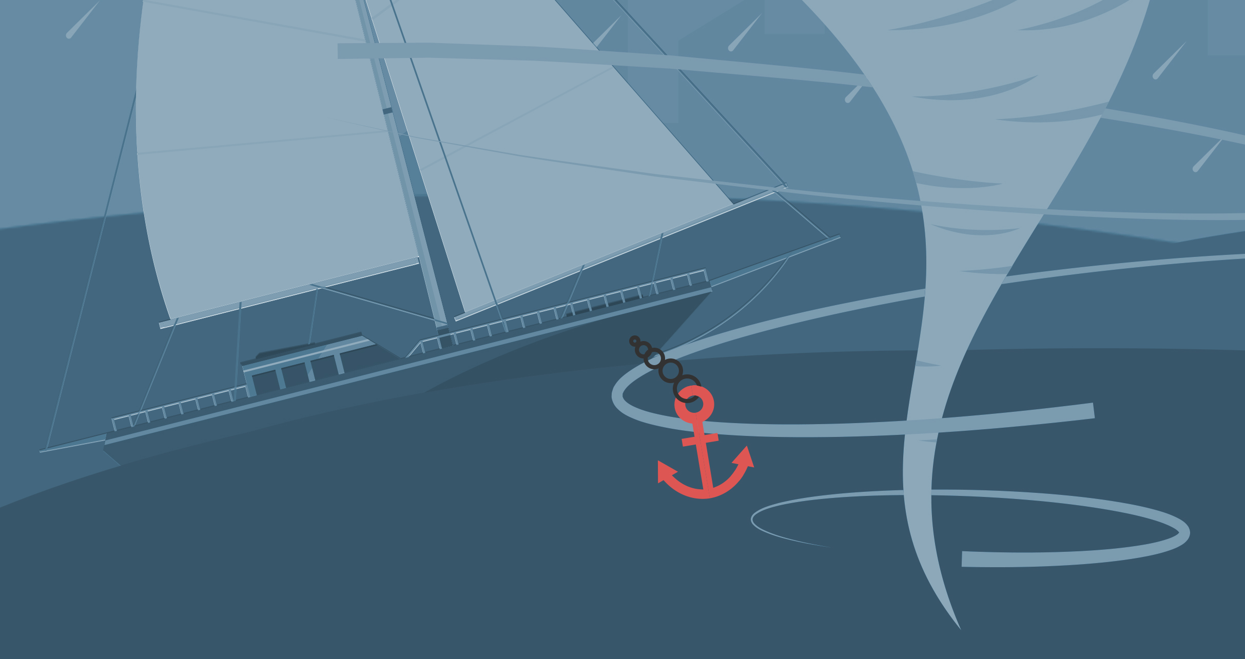 Boat in stormy seas with anchor representing emotional resilience