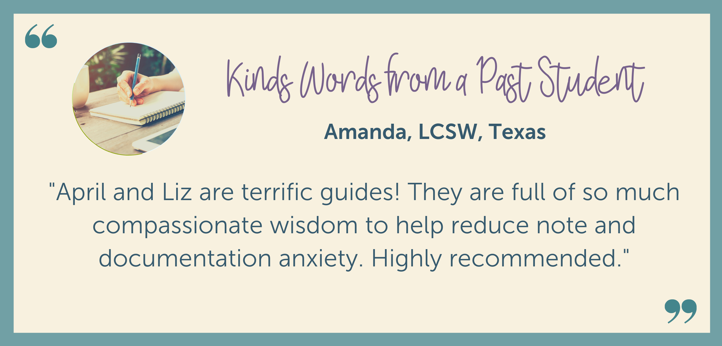Writing Notes With Ease Testimonials