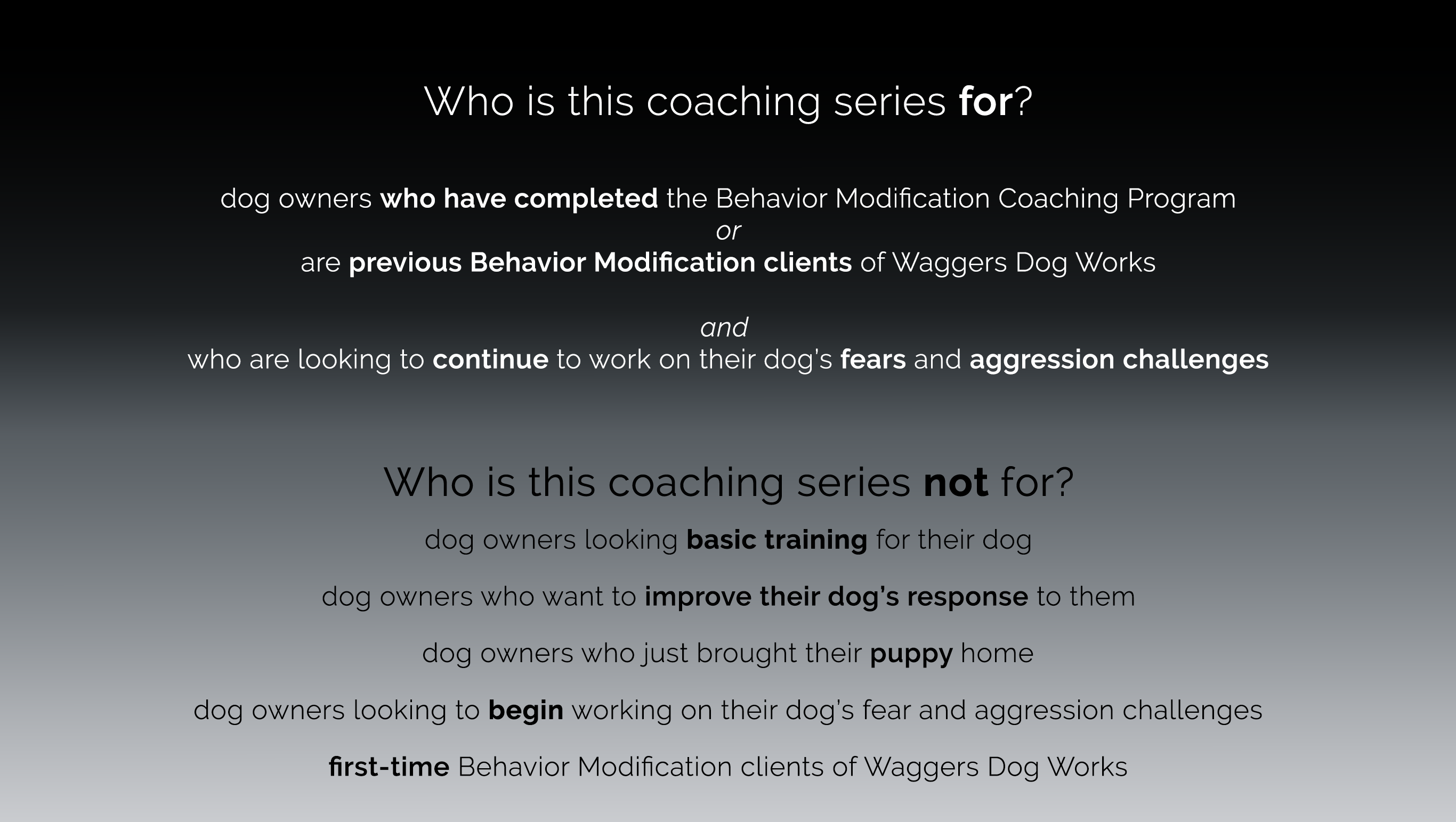 Intended Audience for this coaching series