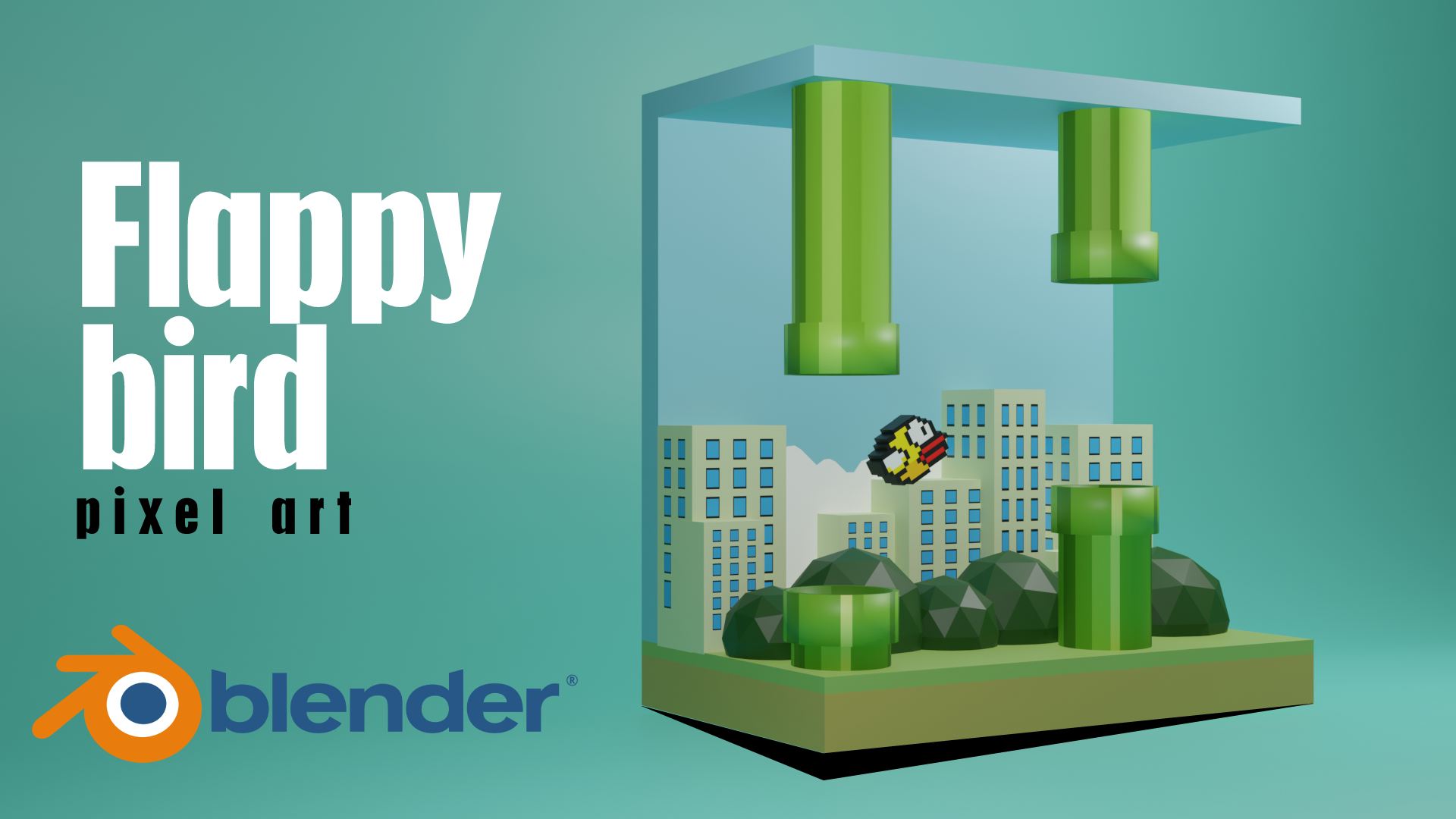 Flappy Bird Game Character 3D Model Blender Academy Course