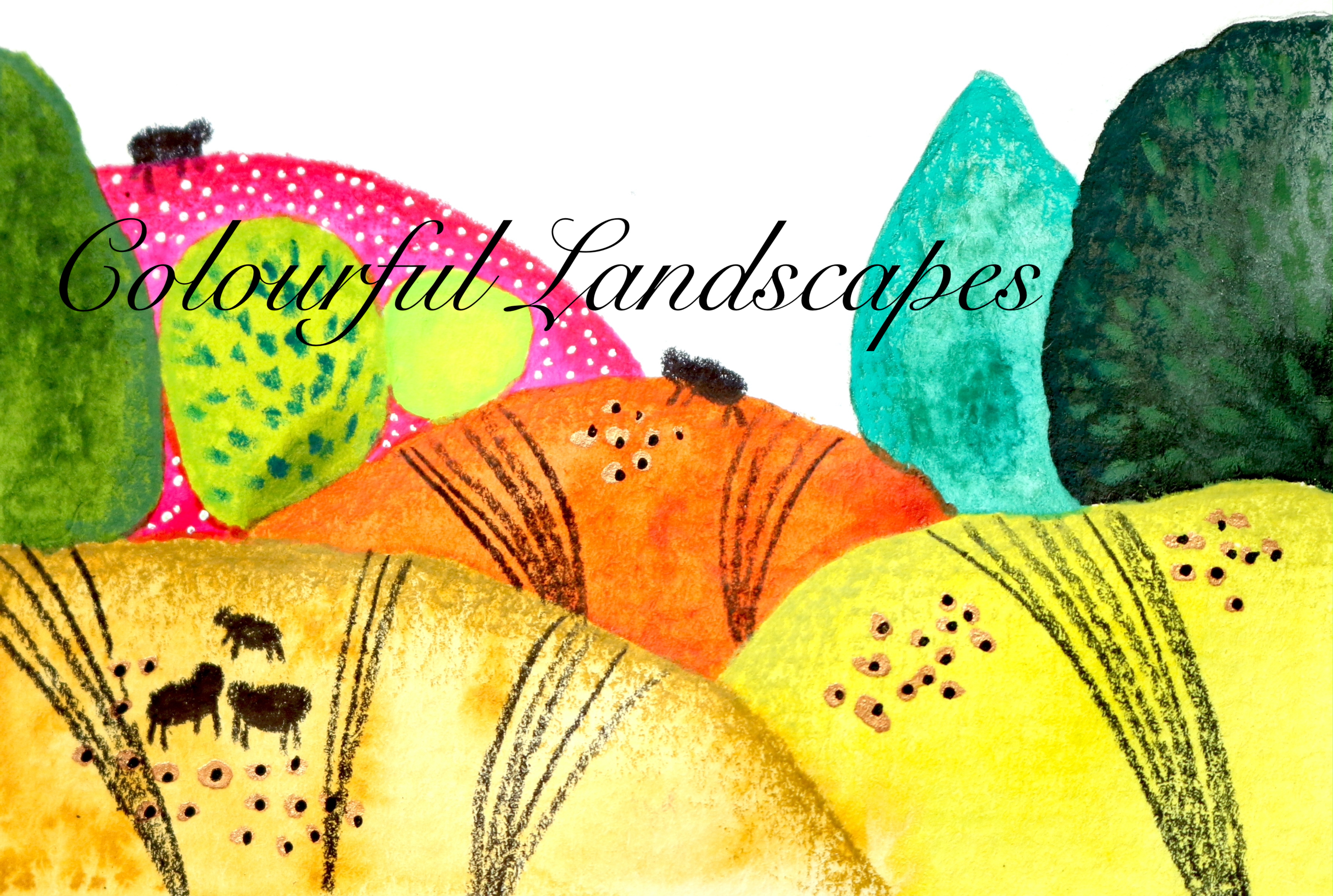 watercolour colourful landscapes illustrations