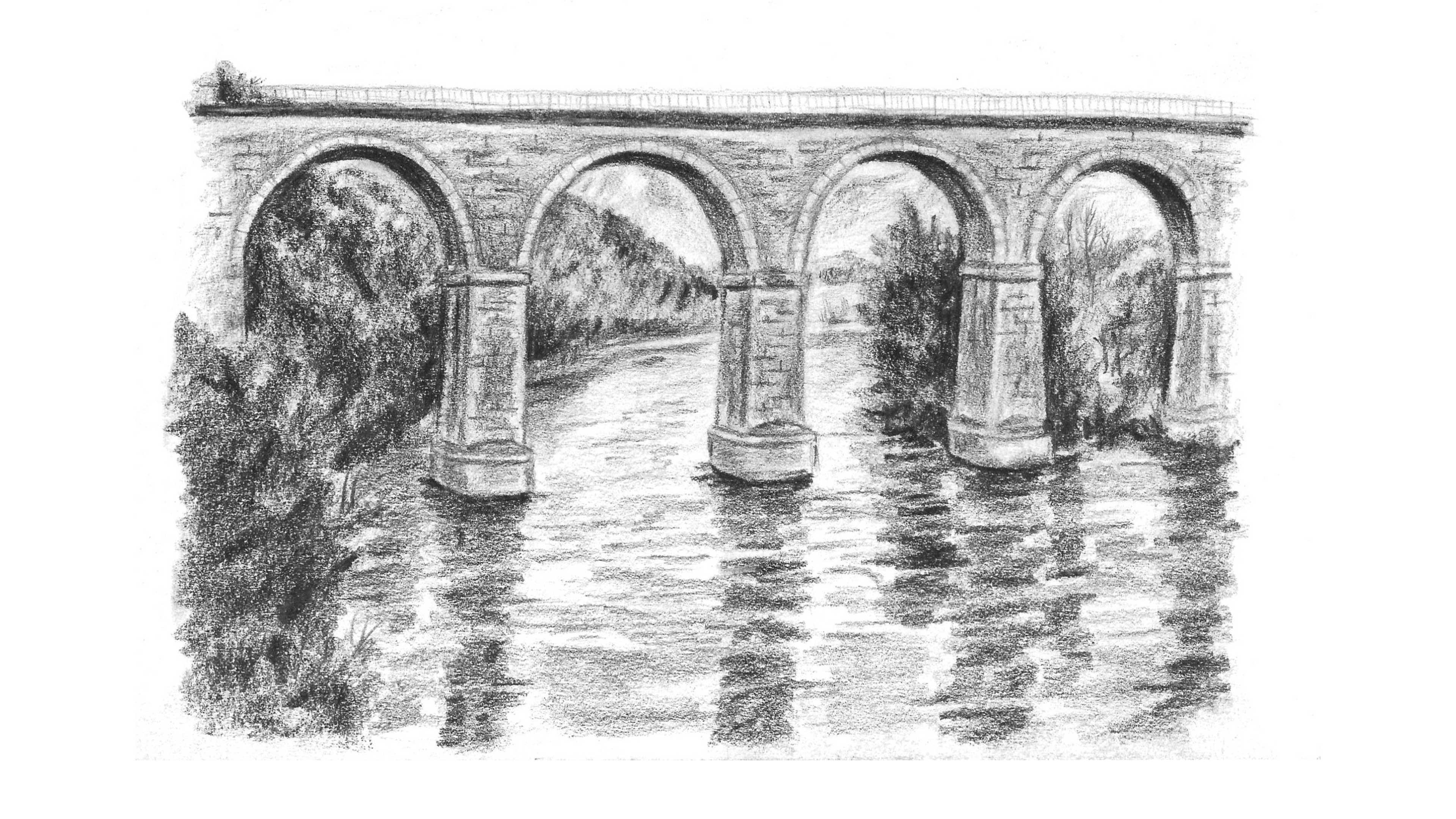how to sketch a bridge over a river