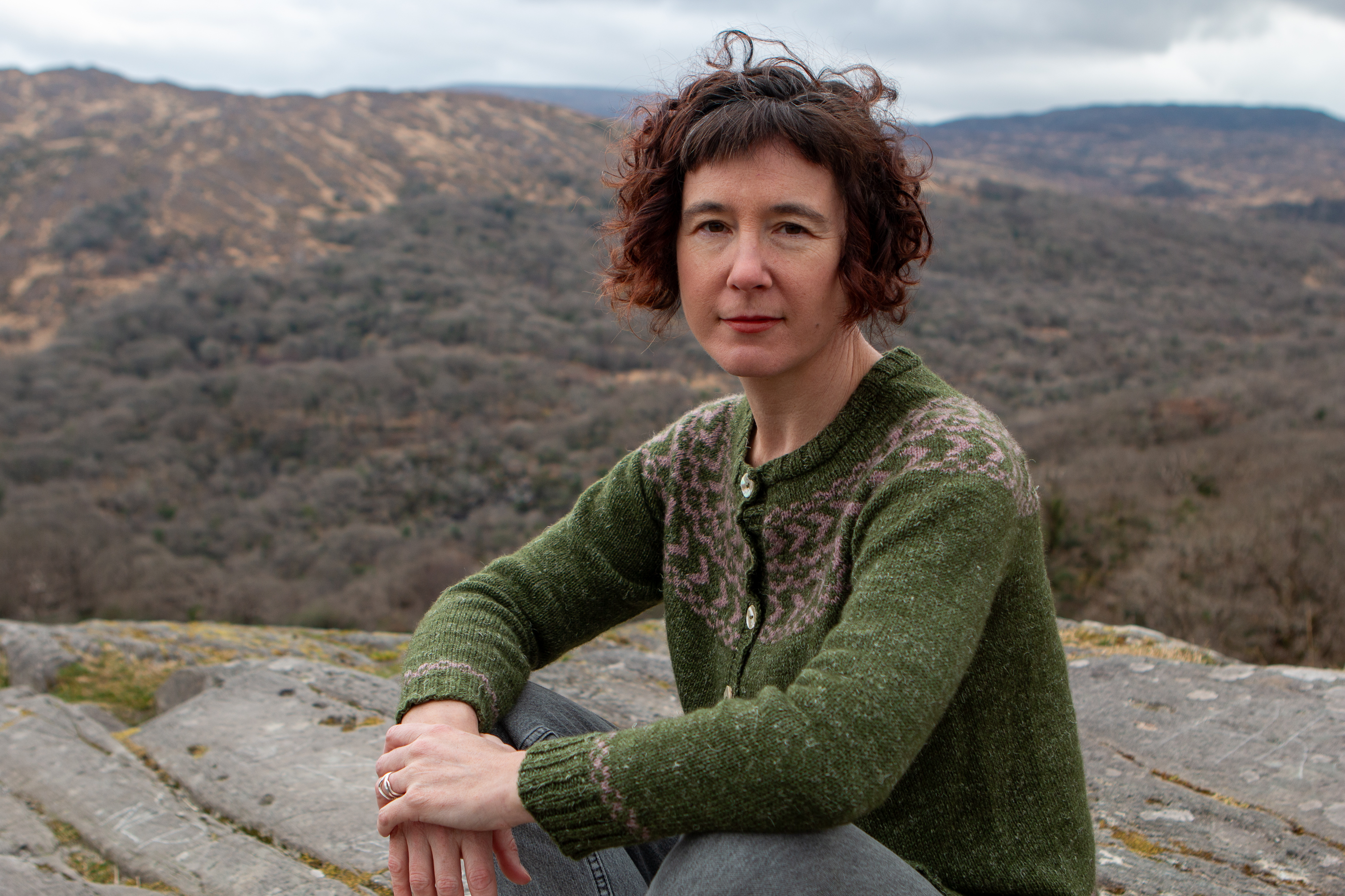 Daingean Cardigan on Carol Feller