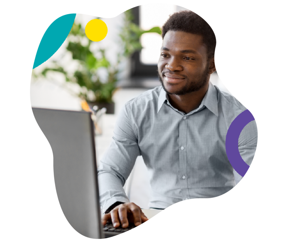 Man at a desk learning on a computer