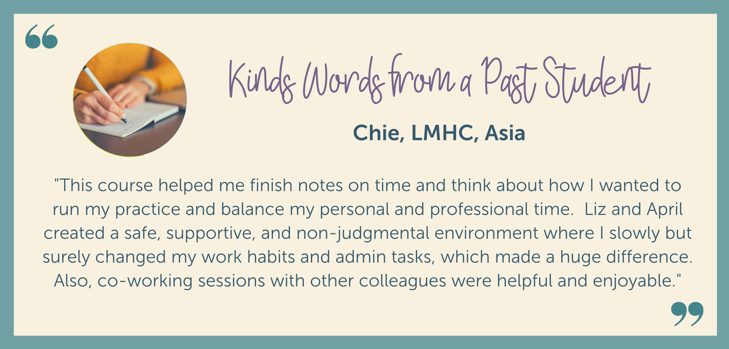 Writing Notes With Ease Testimonials
