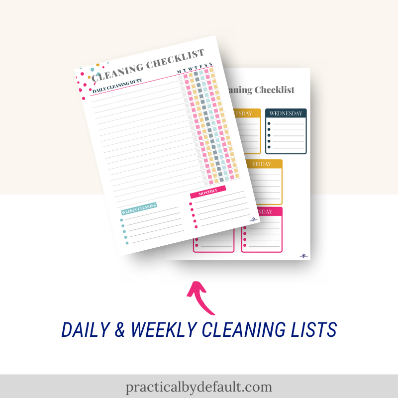Daily and Weekly checklists for cleaning