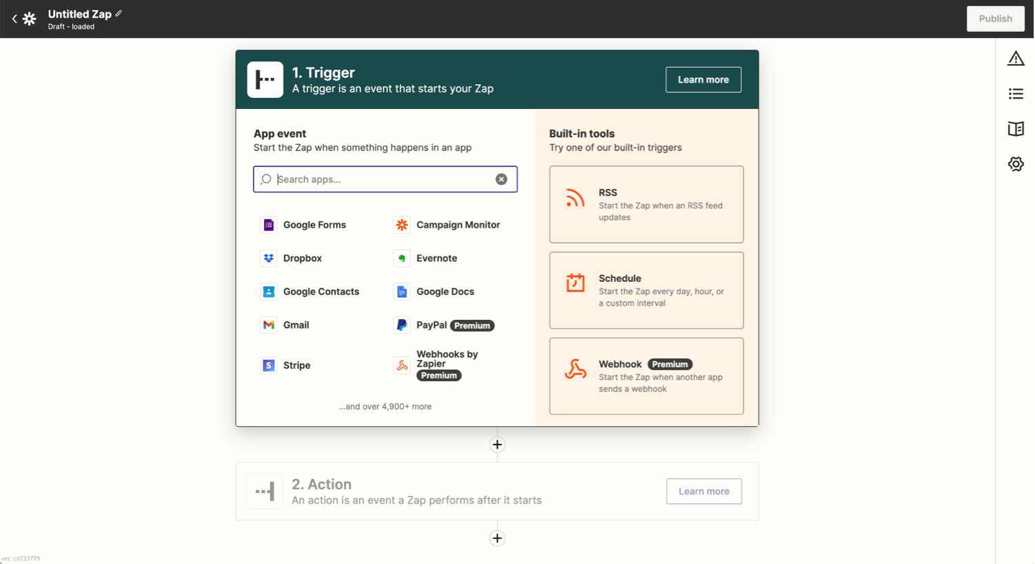 Zapier automations builder display