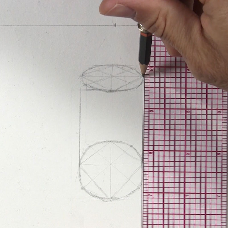 how to draw a cylinder in one point perspective