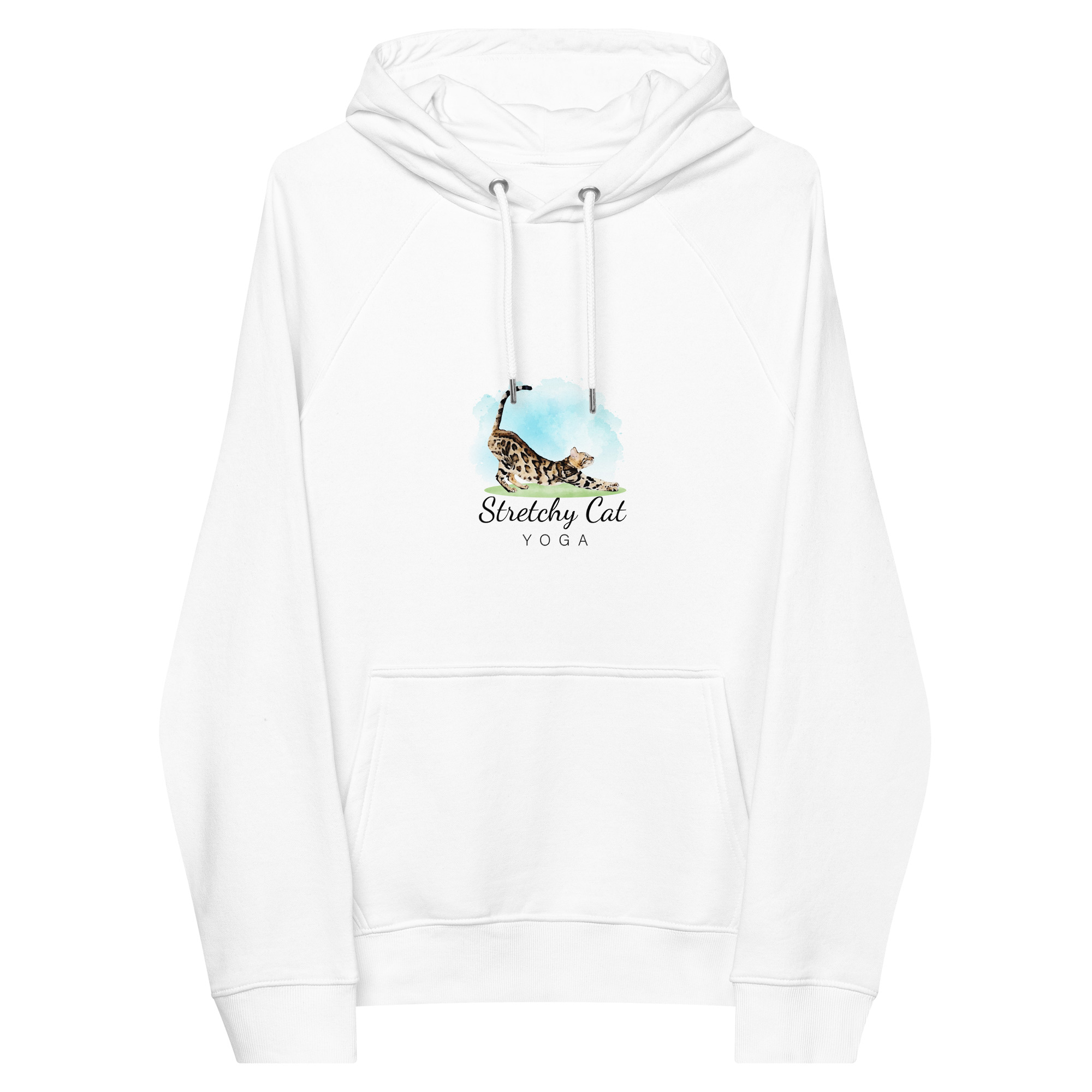 Stretchy Cat Yoga Eco Friendly Raglan Unisex Hoodie