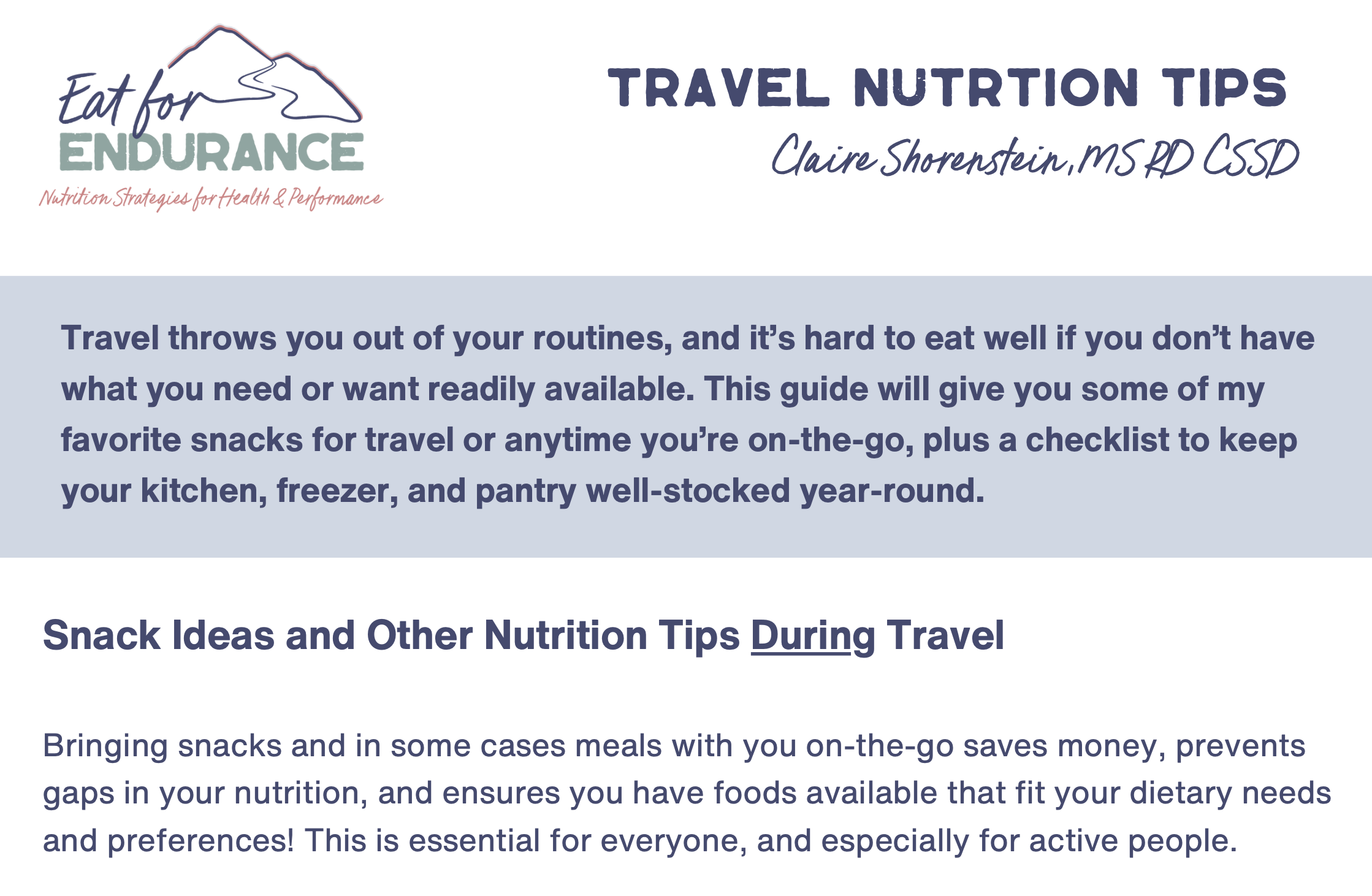 Travel Nutrition Tips