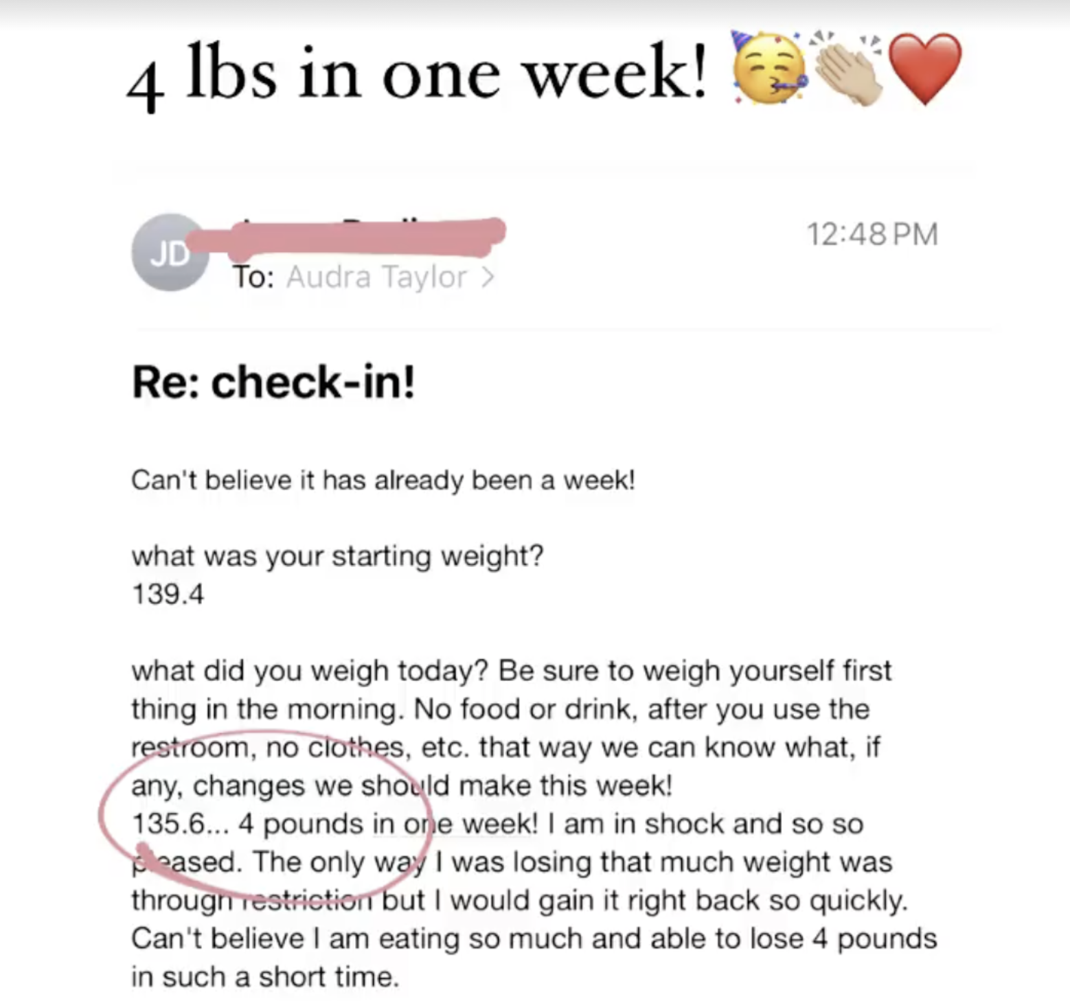 Lost 4 lbs in one week!