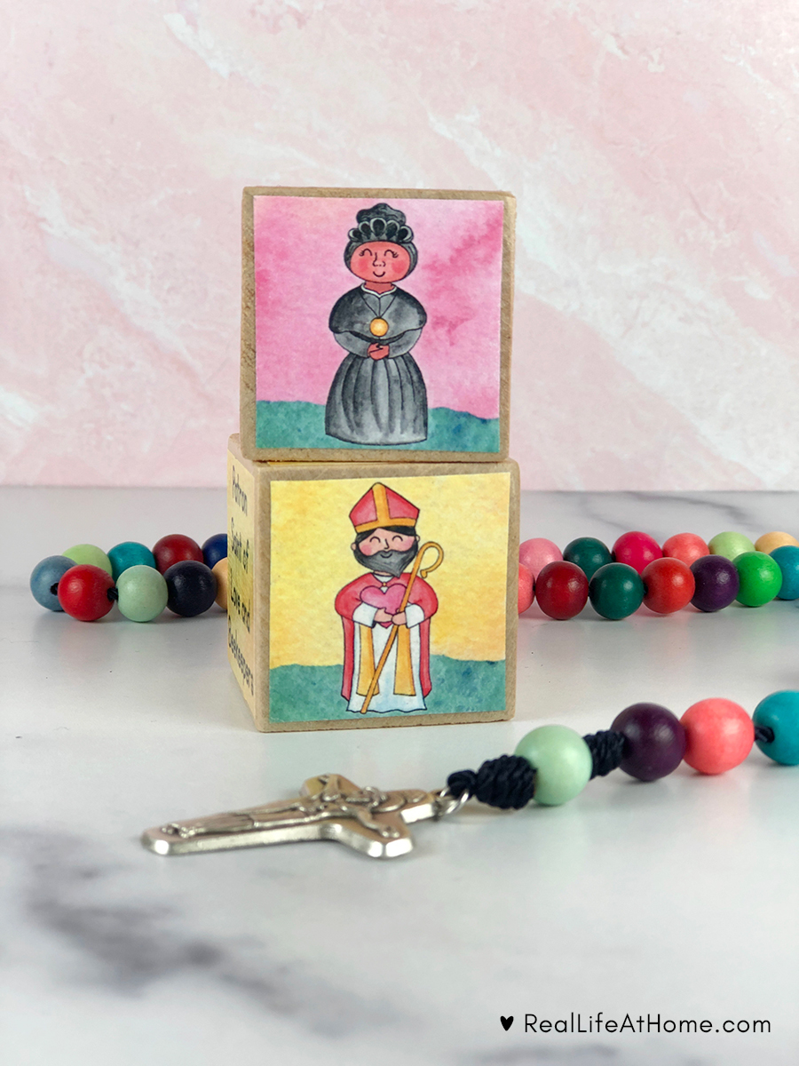 Saint Josephine Bakhita and Saint Valentine Saint Blocks