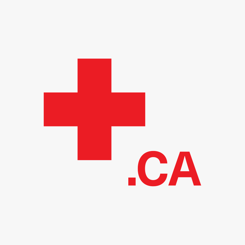 Emblème de la Croix-Rouge et « .ca » sur fond blanc.