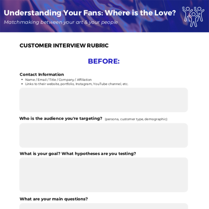 Understanding your fans starts with customers interviews. Learn with Zoo Labs - artists business 