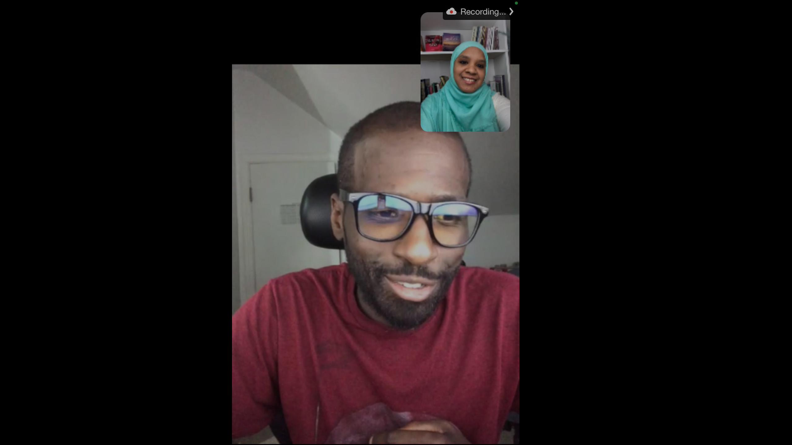 Screenshot of Zoom call with Umm Zakiyyah and her brother