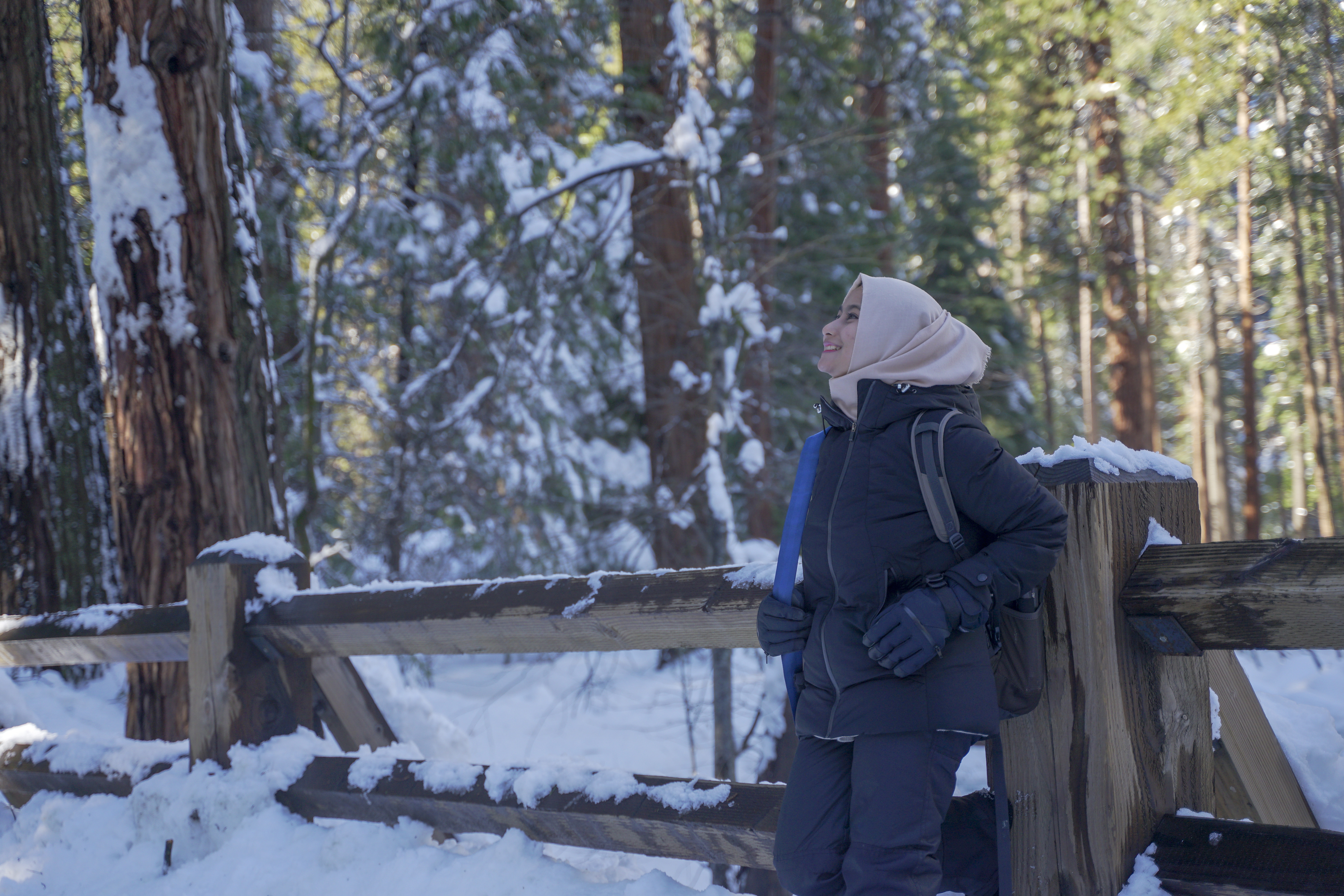 woman in hijab in snow