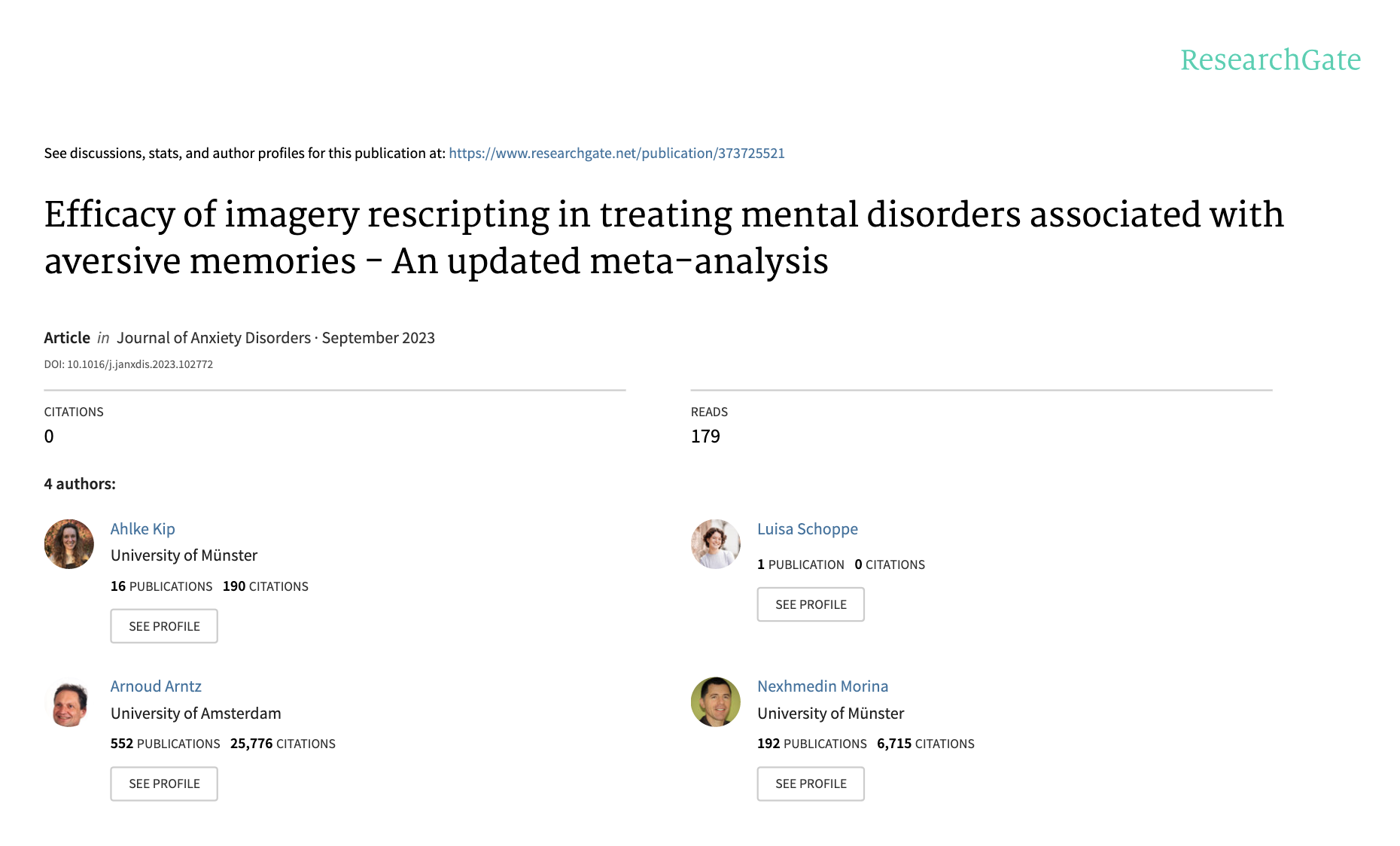 efficacy of imagery rescripting research paper from research gate