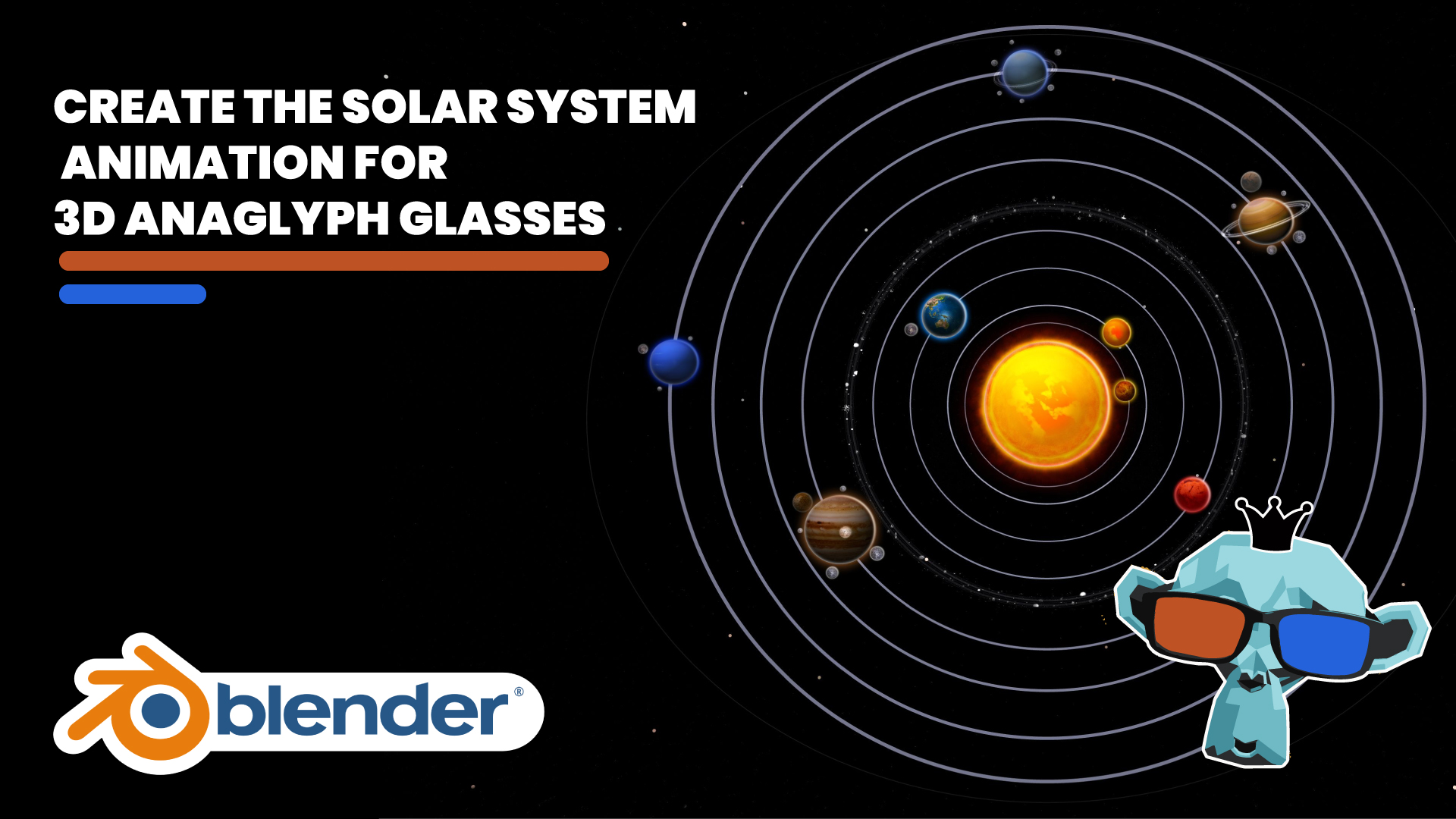 Solar System Planets 3D Anaglyph Glasses Course Blender Academy