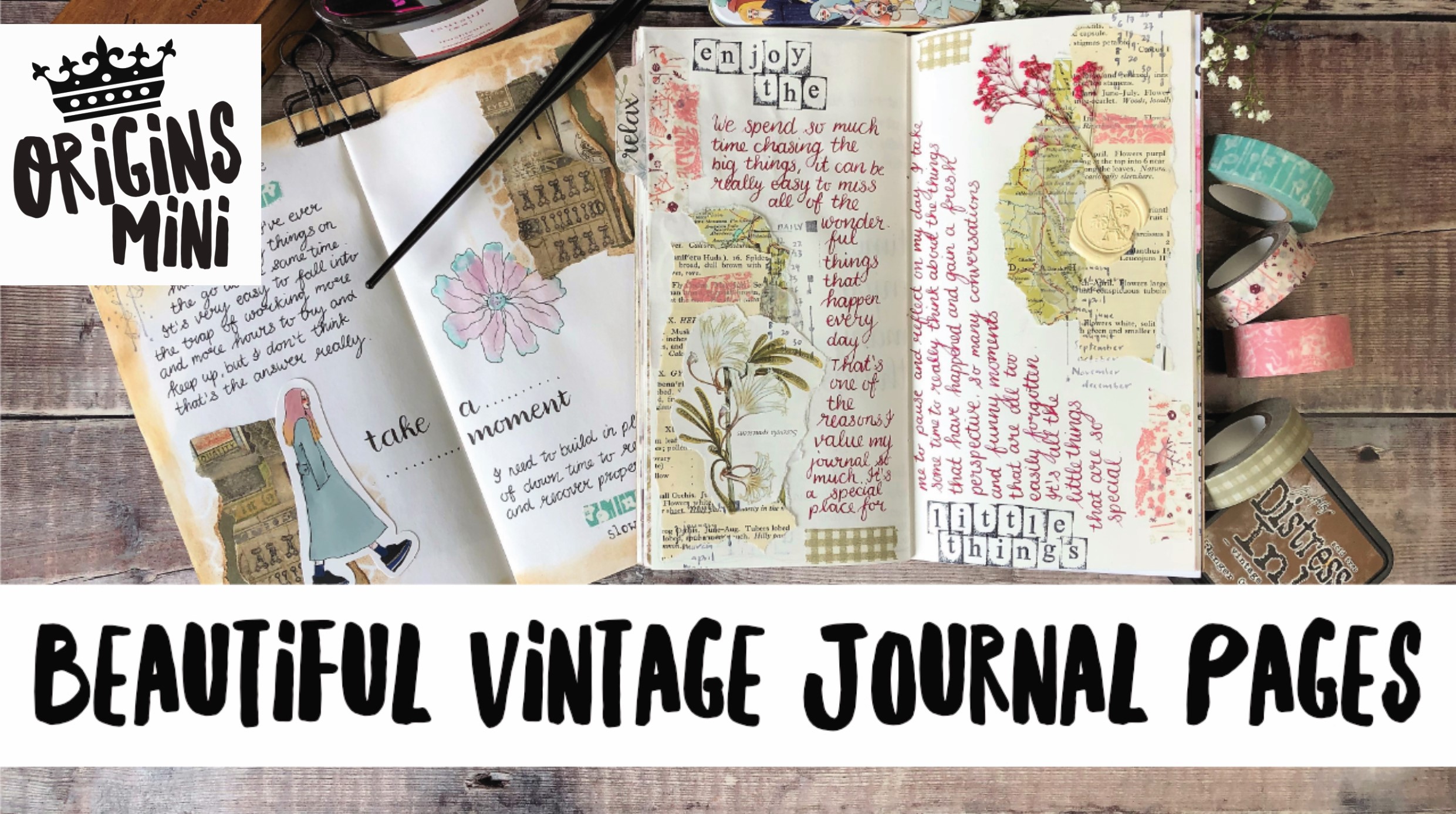 Beautiful vintage journal pages