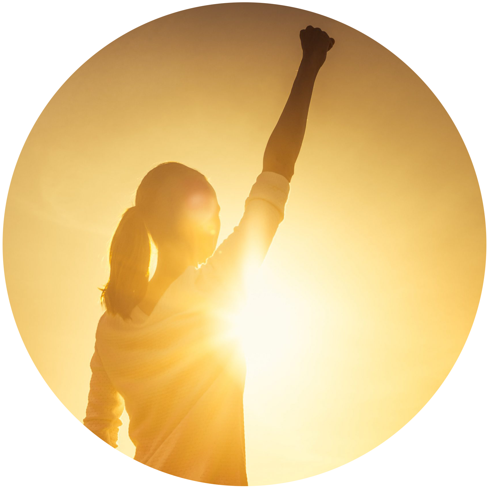 Person taking a powerful stance with light surrounding them