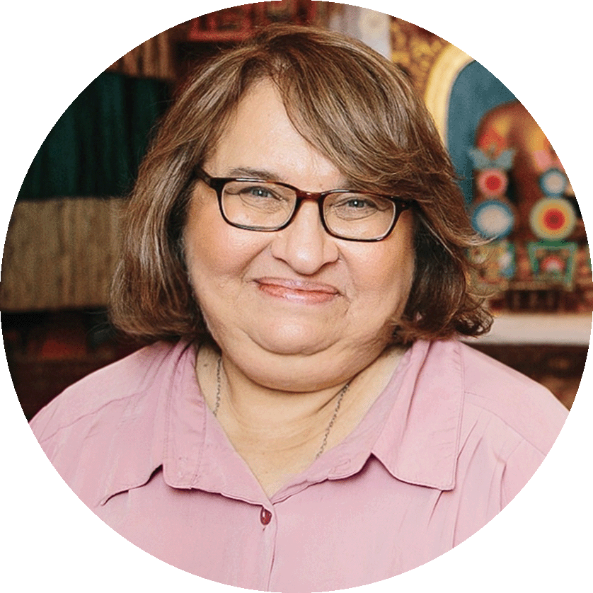 Sharon Salzberg in a Buddhist temple