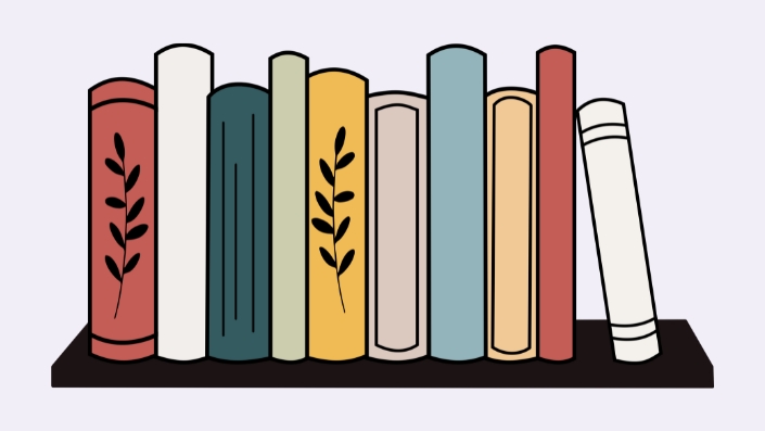 Illustration of row of book spines