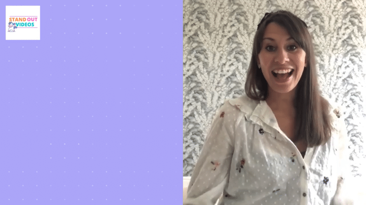 Image displaying an example of a stand out video with the text Testimonials from Students #TeamUnicorn. Features a testimonial from Alexandra, Senior Interior Stylist, describing how Stand Out Videos helped her re-enter a competitive industry with a fun, unique, and successful resume video. Highlights building confidence, thinking outside the box, and improving content, delivery, and execution through the training.