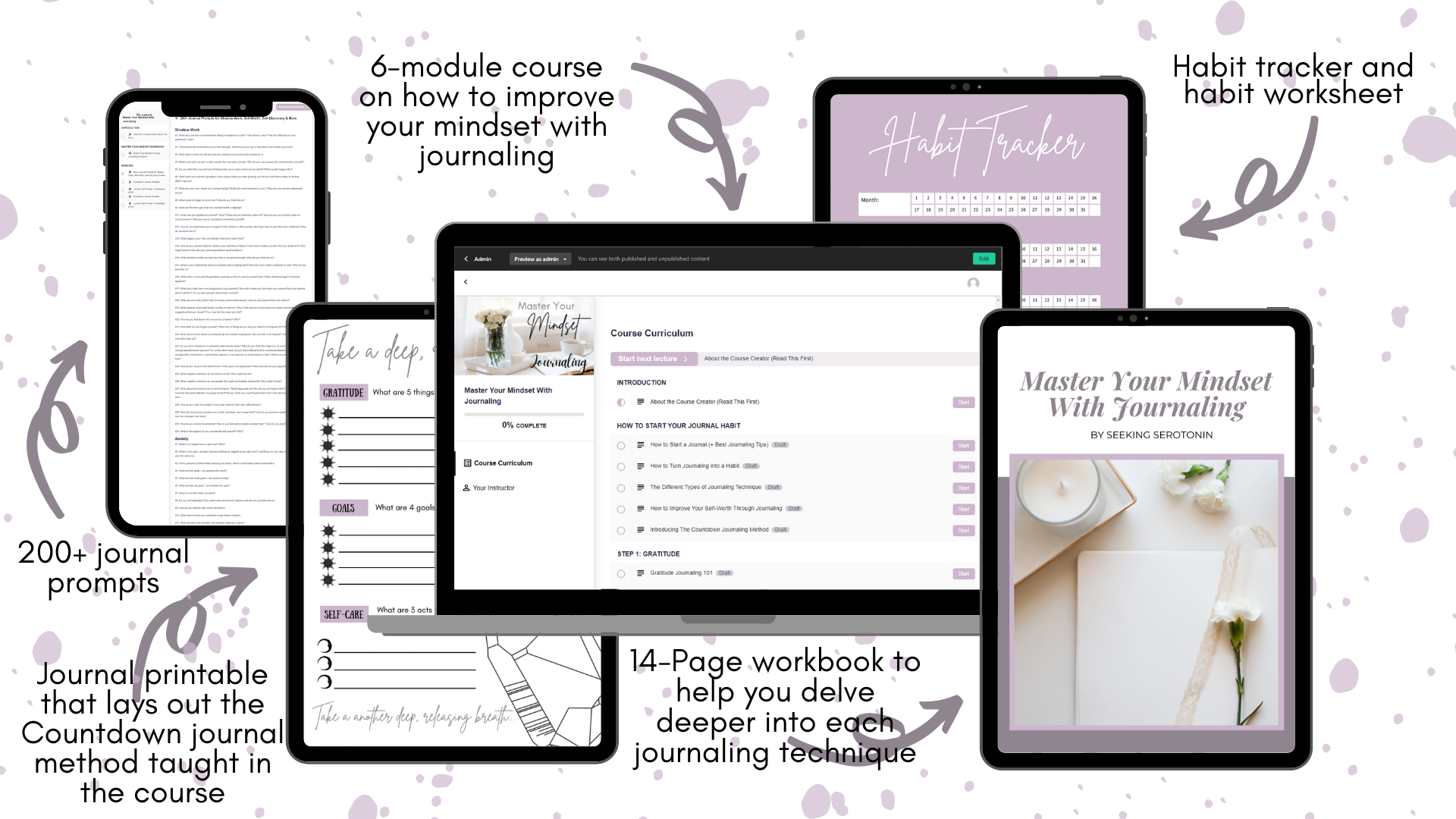 Everything included when you enrol in Master Your Mindset with Journaling