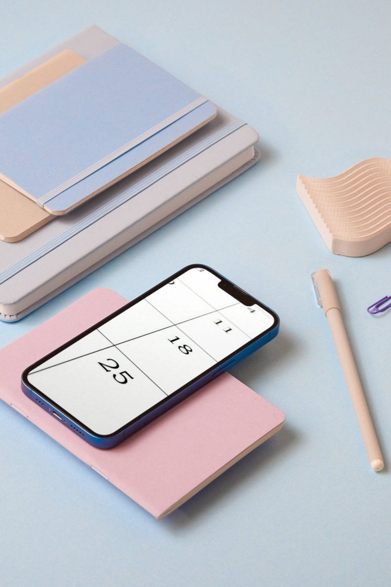 planner book and calendar app on phone