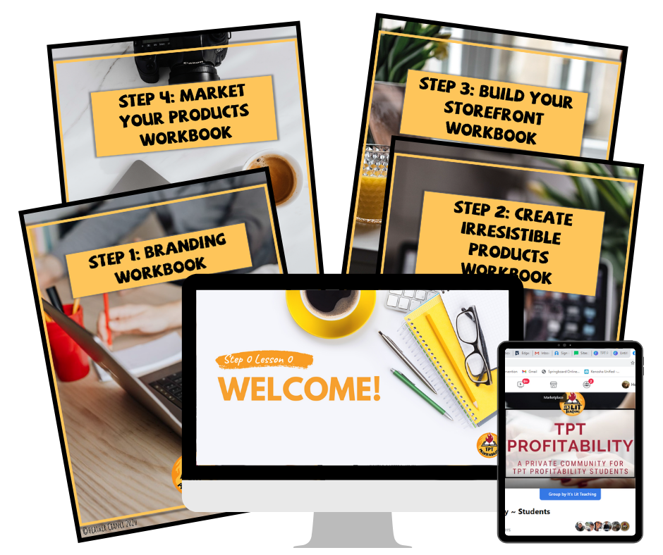 TPT Profitability Course: How to Sell on Teachers Pay Teachers mockup design