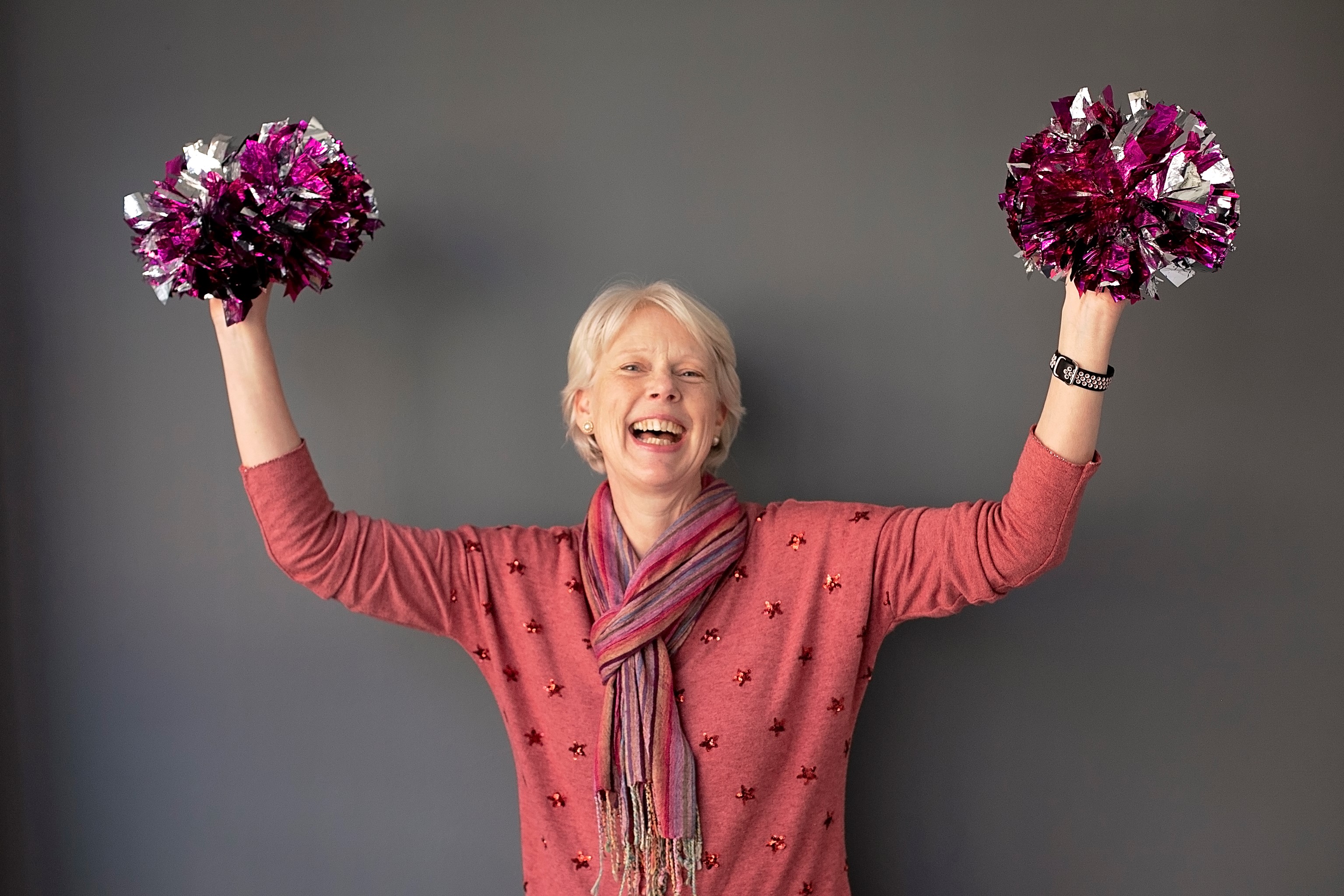 Susan Weeks online course creator online course coach cheering with pompoms