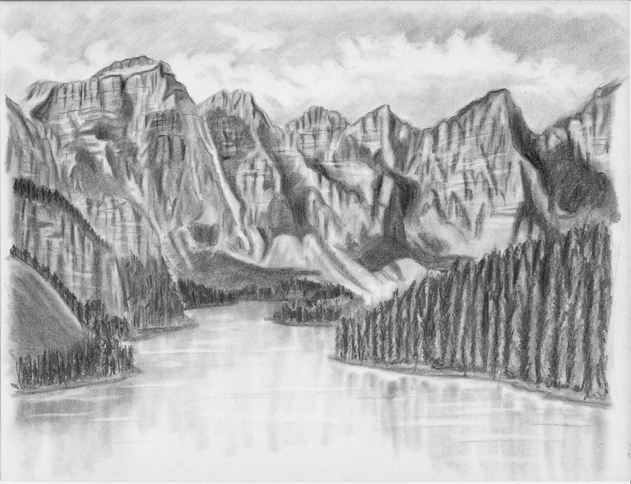 mountain tourism drawing