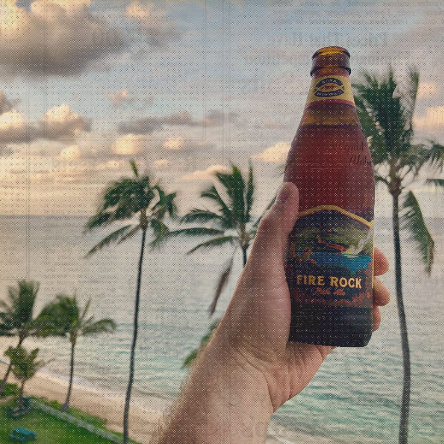 Working in Hawaii, having a beer