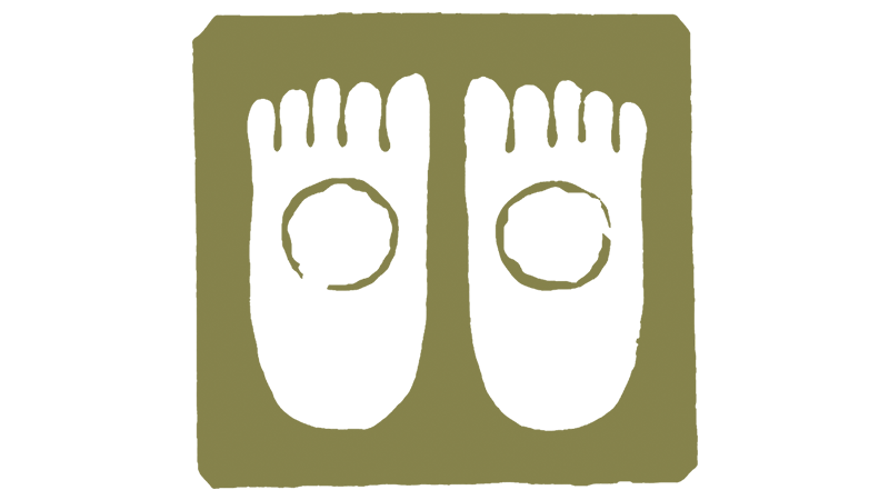 The Bodhi College logo: two footprints in a golden square.