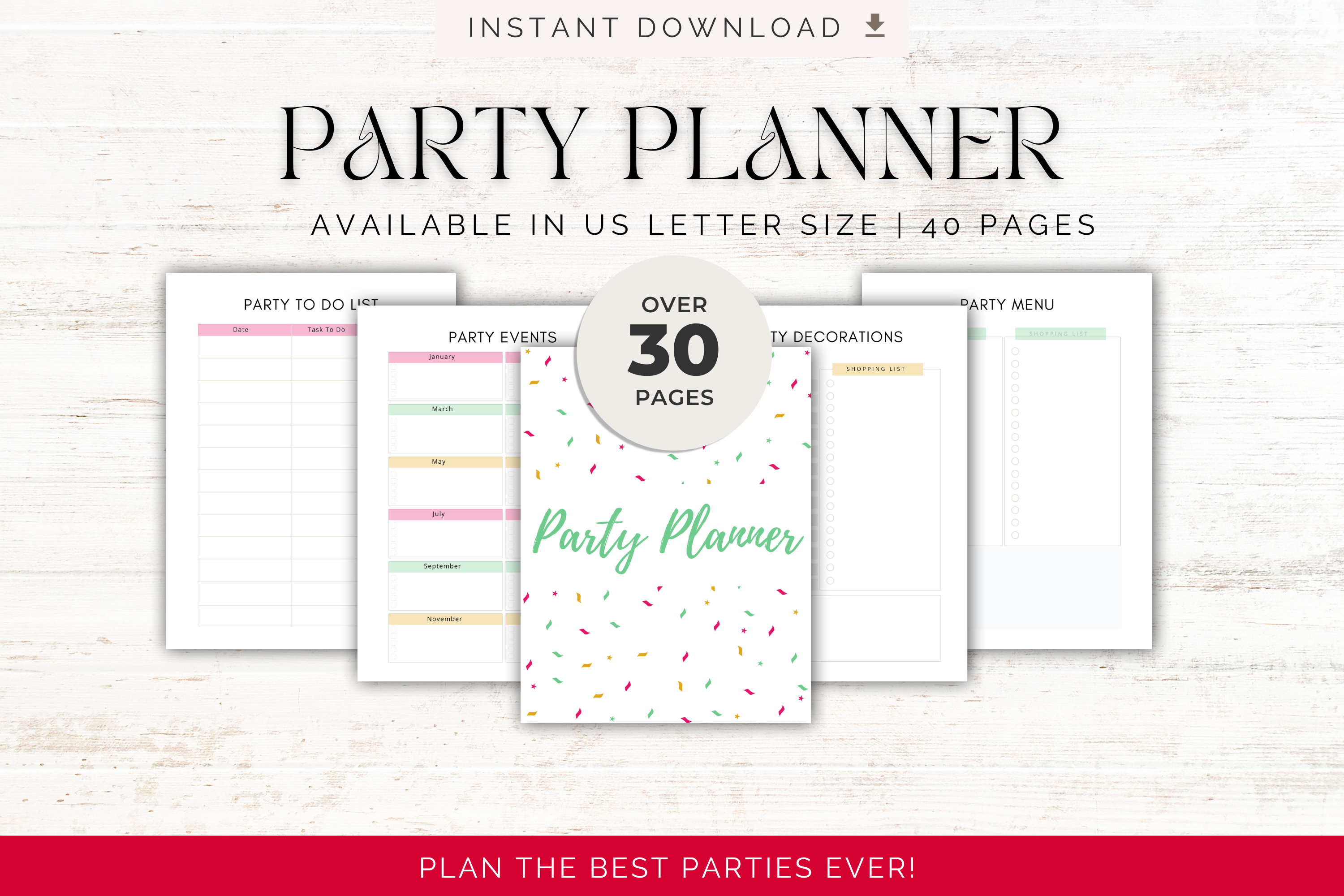 mockup of party planner